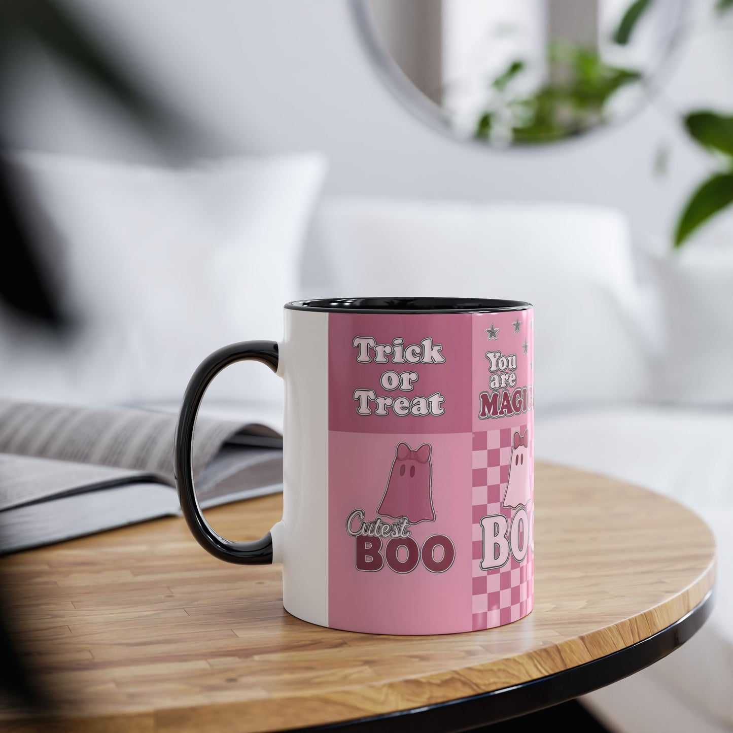 Pink Ghosty Boo Mug, this ghost mug is the embodiment of a cute Halloween mug, bringing the festive spirit to your morning brew.