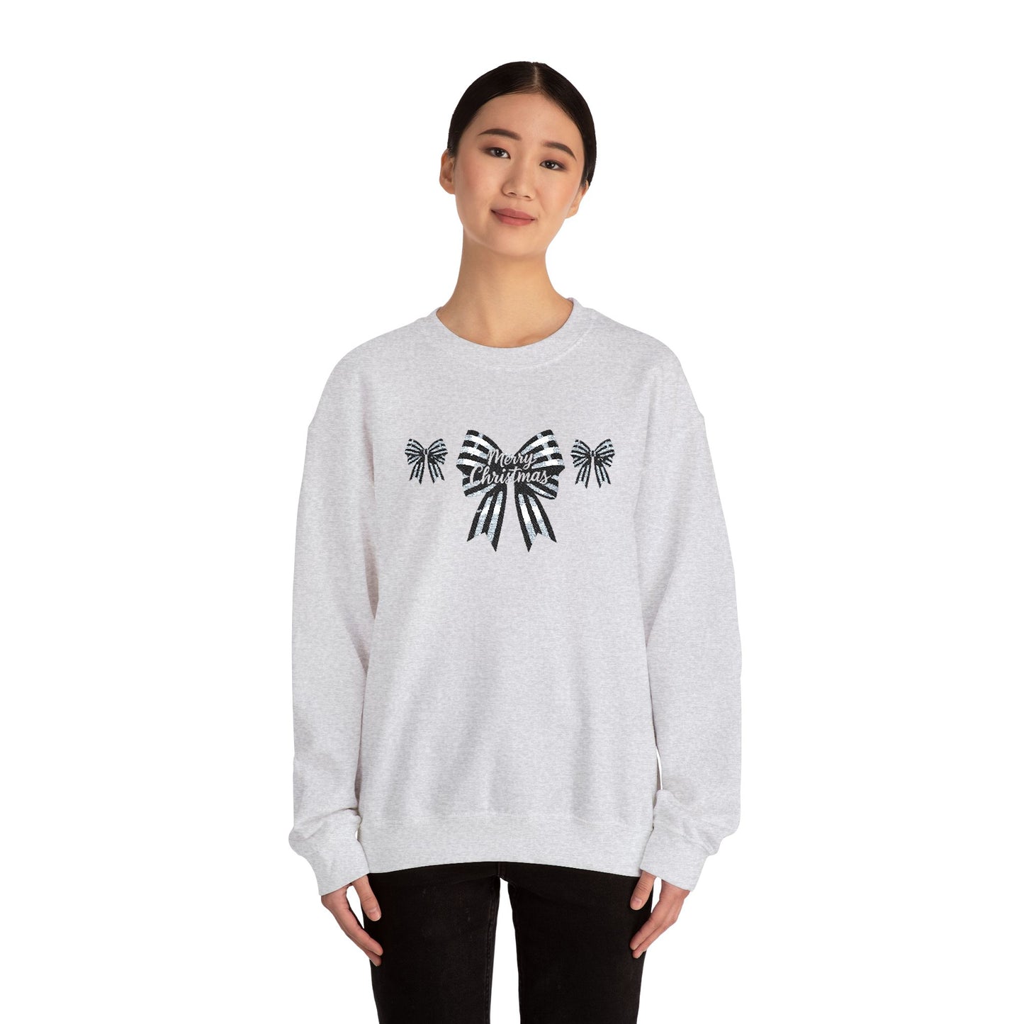 Festive Merry Christmas Bow Embroidered Jumper,the perfect xmas gift for mum, this festive sweater is sure to bring warmth and delight.