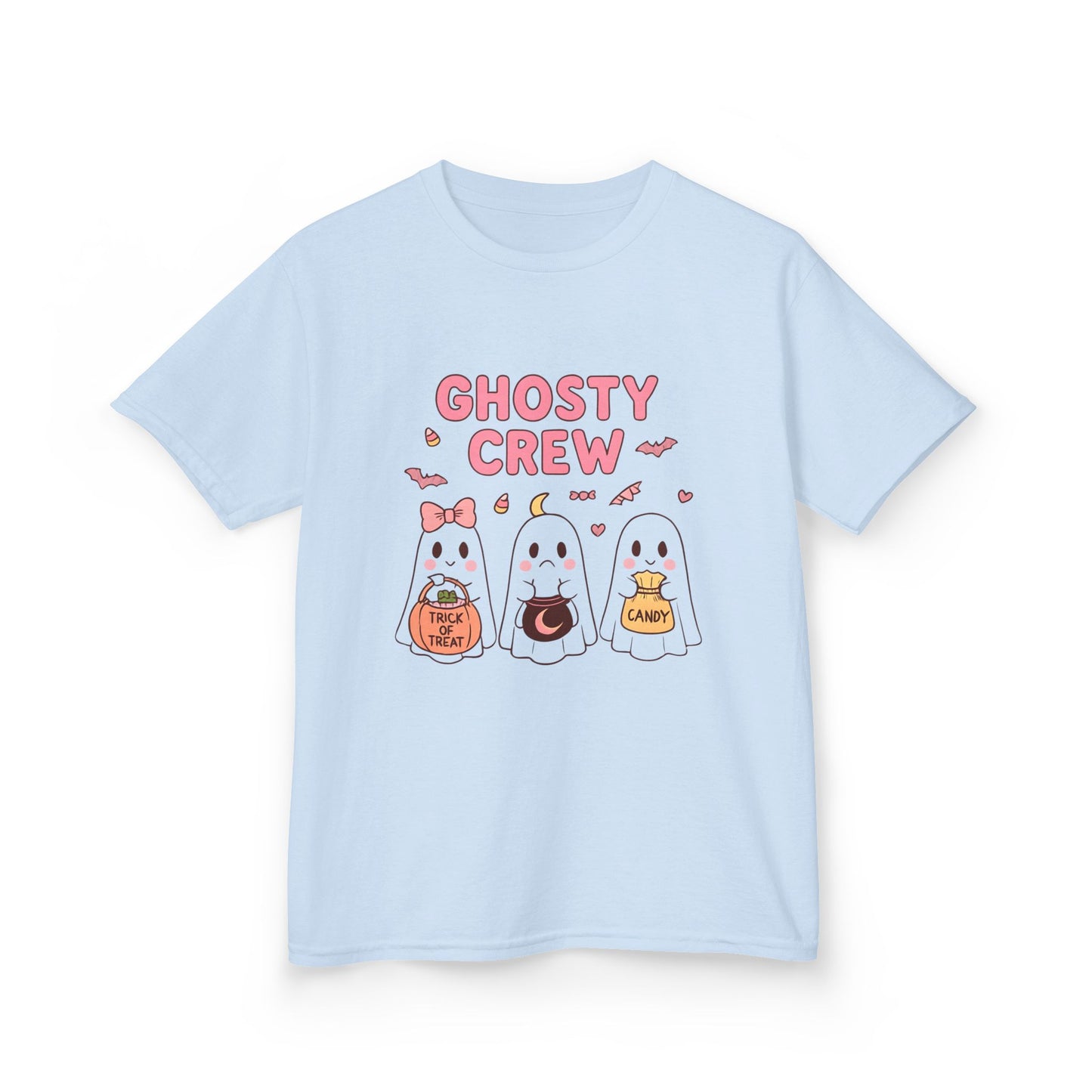 Ghosty Crew Kids Tee, Children will love wearing this tee for Halloween celebrations, costume parties, or just to add a whimsical touch to their day.