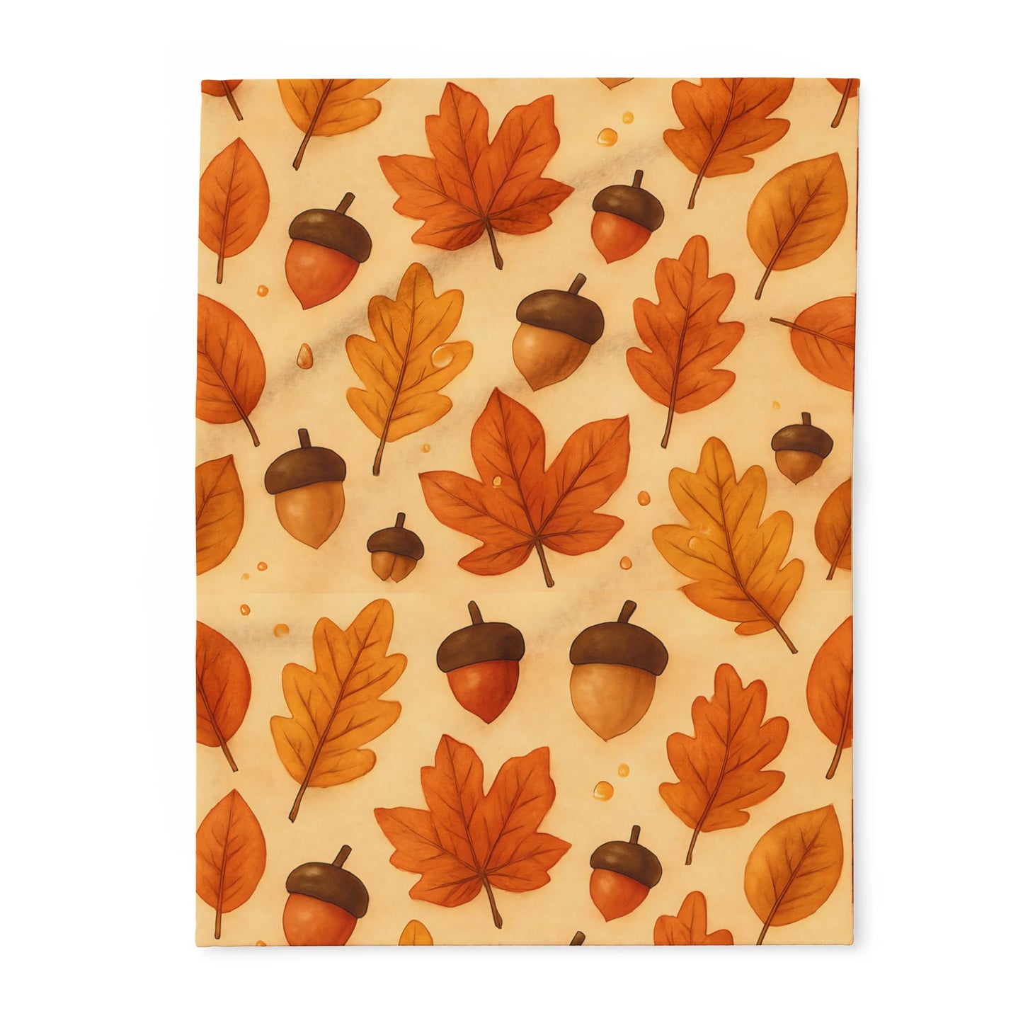 Autumnal Leaf Blanket Throw, This soft cozy blanket, adorned with intricate oak leaf acorn patterns, seamlessly captures the essence of the autumn eason