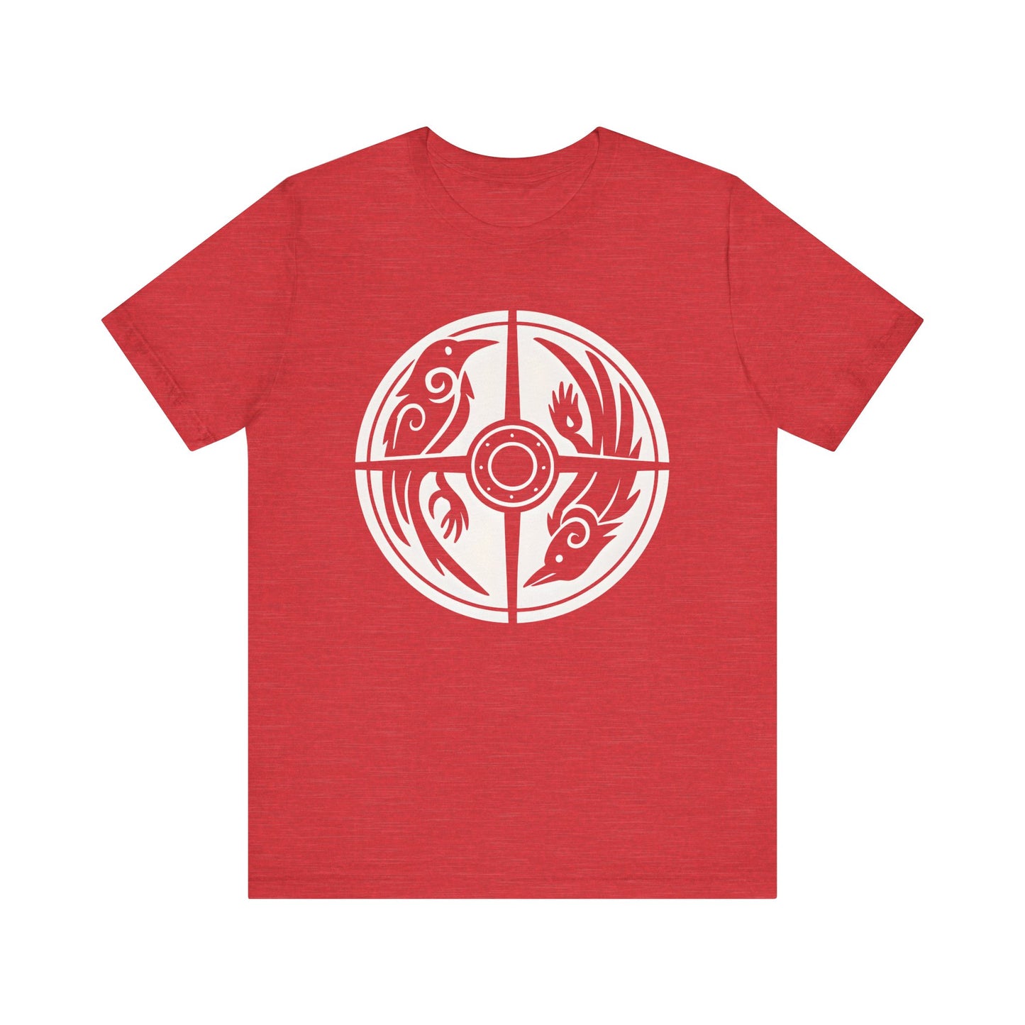Norse Raven Shield T-shirt, Embrace the spirit of ancient warriors, an essential piece for any lover of Viking apparel.