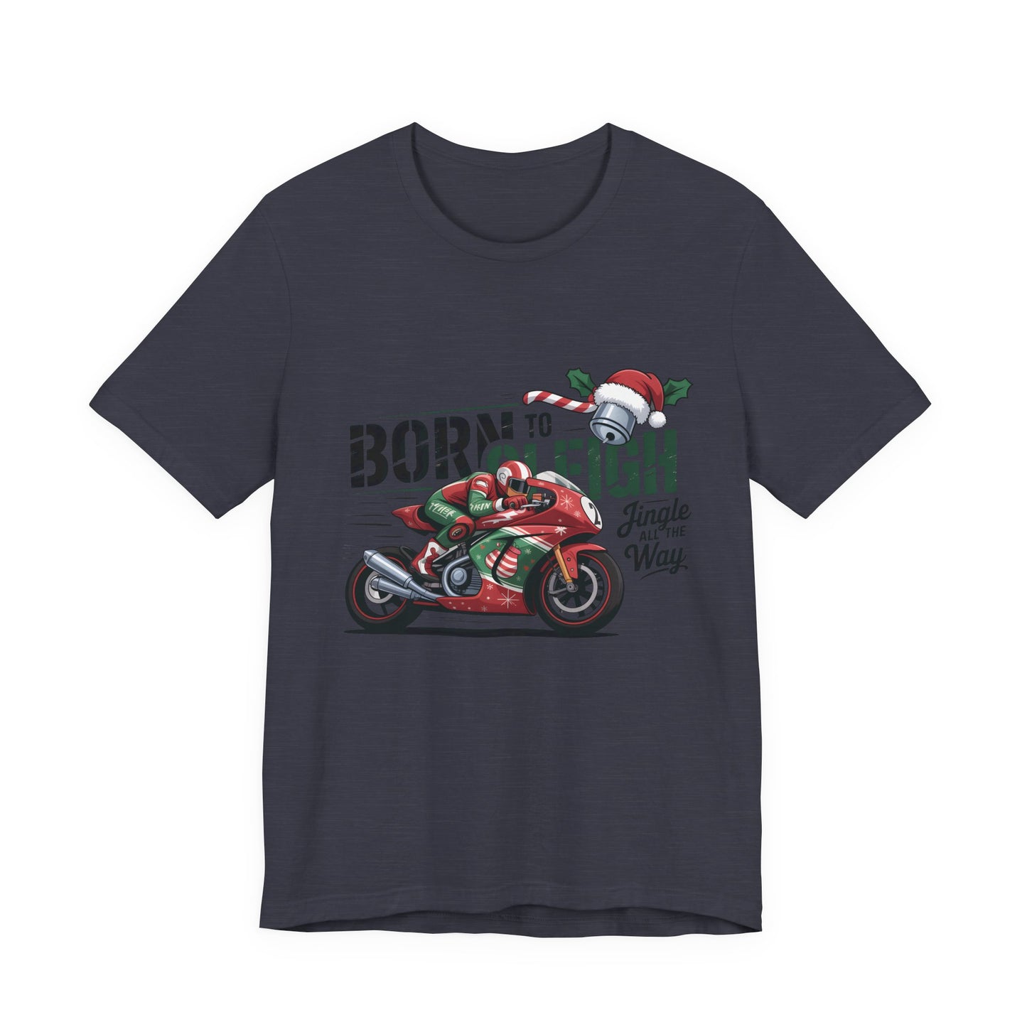 Jingle Bells Biker T-shirt, Motorcycle Shirt, this motorcycle shirt captures the spirit of the season and the open road. Perfect as a biker christmas gift.