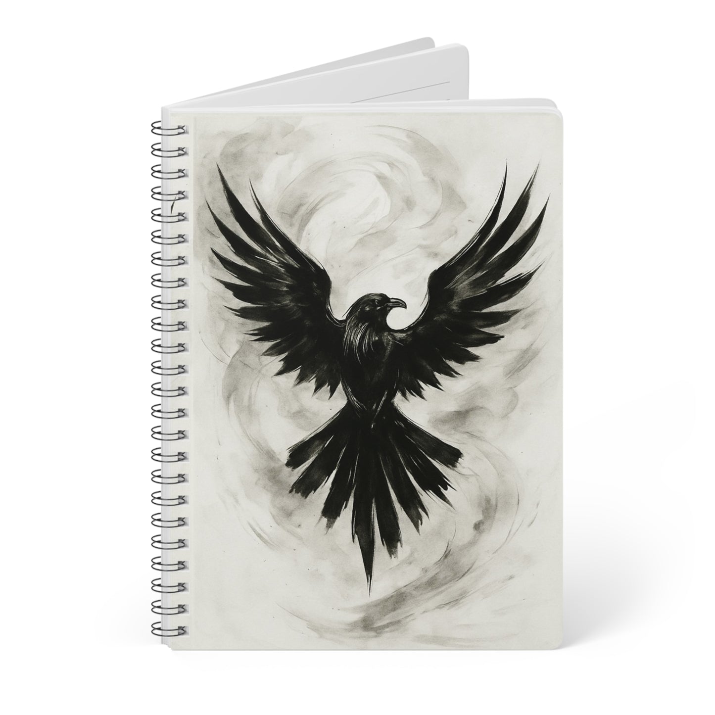 Raven Art Spiral Book, Goth Journal, Witchy Notebook, Discover the captivating allure of our Raven Art spiral notebook, where each page unfolds a world of mystery and enchantment