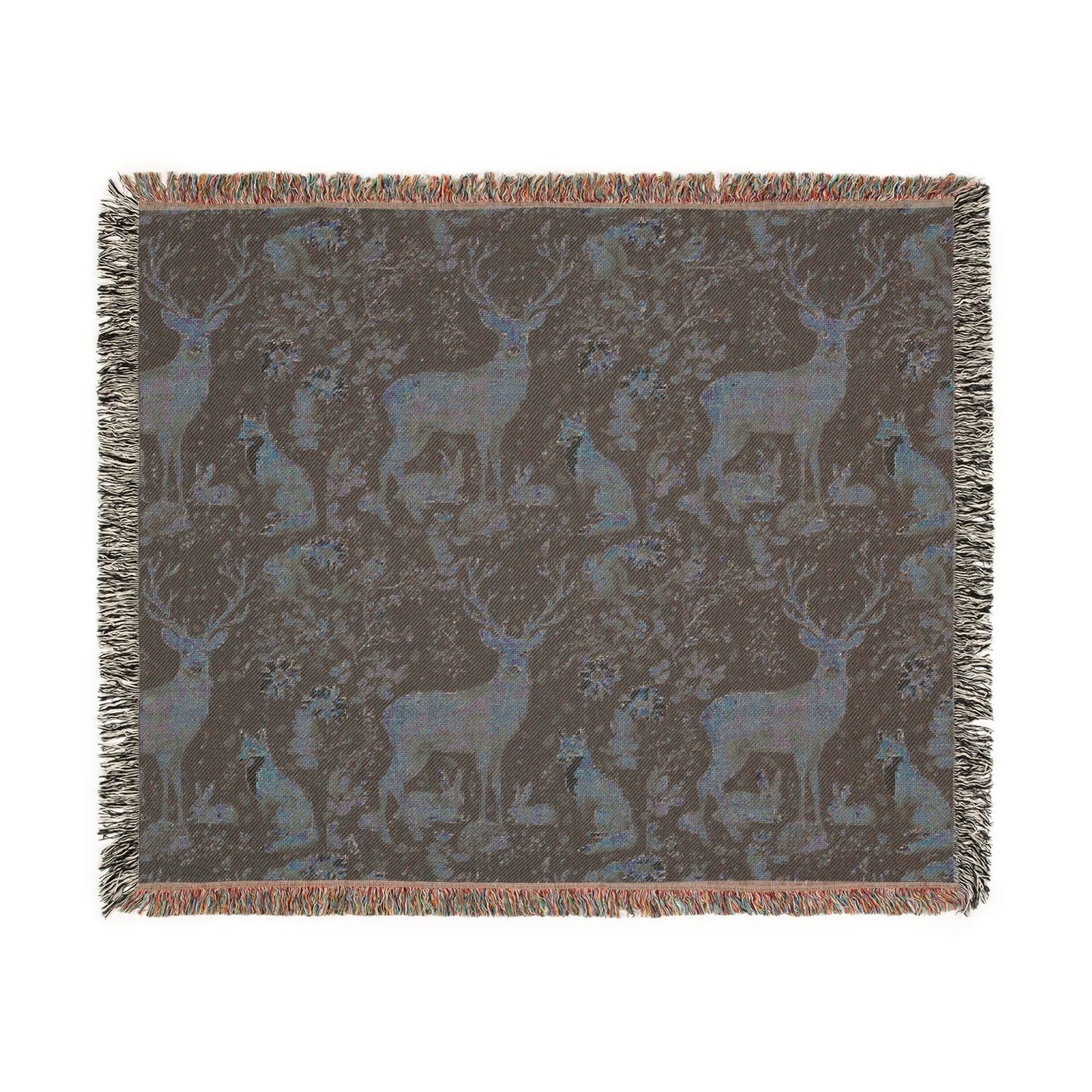 Cozy Nature-Inspired Woven Blanket, Rustic Decor, Gifts for Campers, Deer Tapestry, Warm Throw for Home