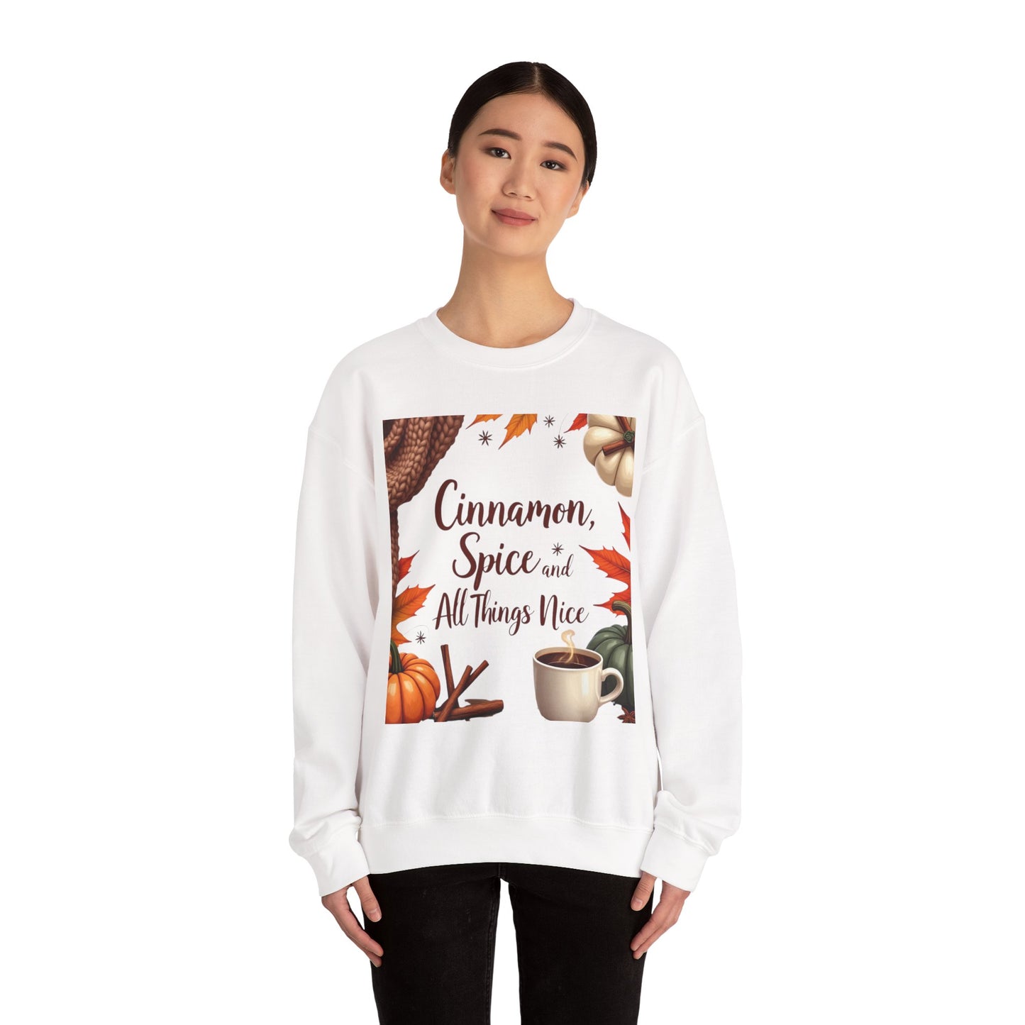 Cinnamon Spice and All Things Nice Sweatshirt, promises to keep you snug while adding a touch of seasonal charm to your wardrobe. Whether you’re sipping on a pumpkin latte or taking a leisurely stroll through fallen leaves,