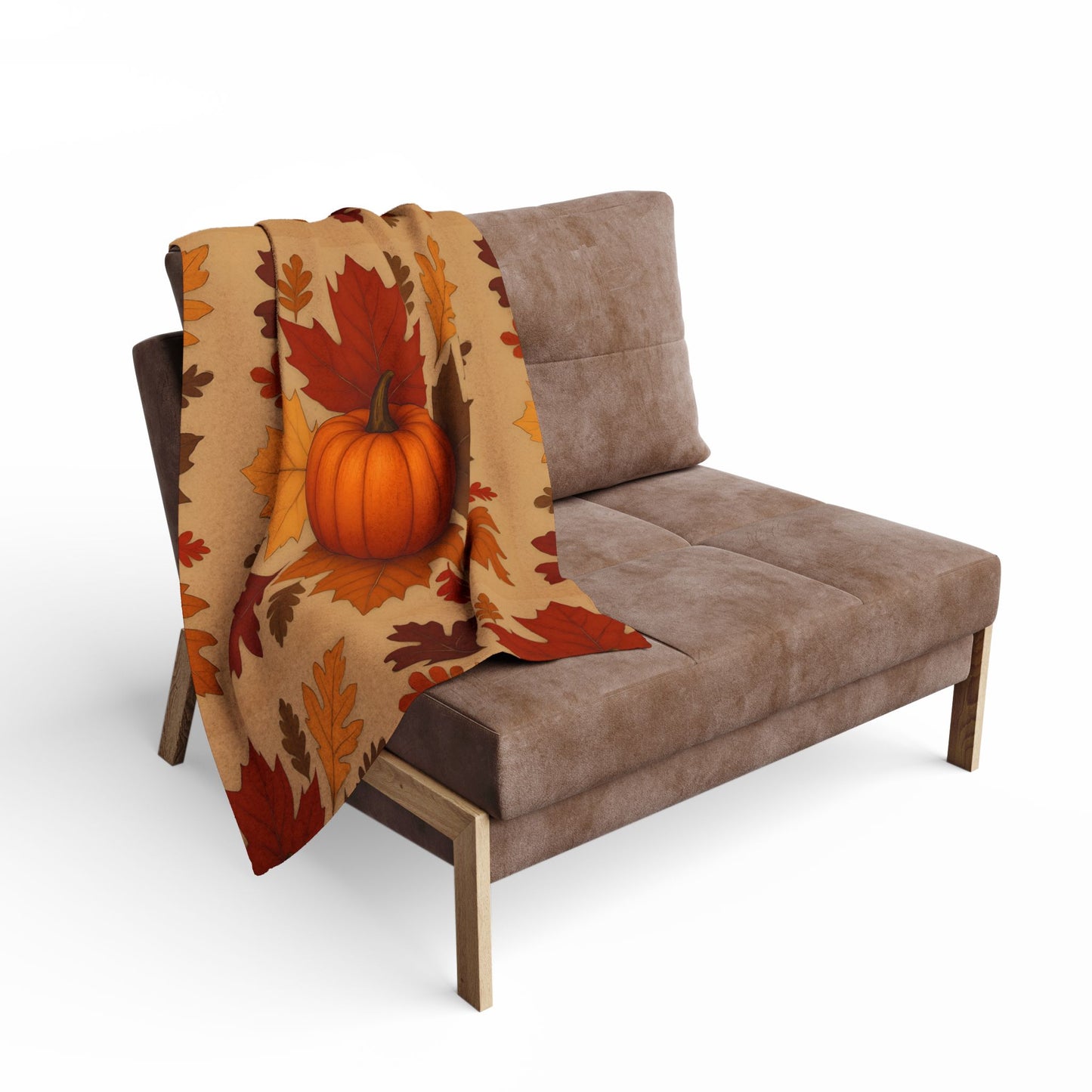 Autumn Leaves and Pumpkin Blanket, this comfy blanket is an autumn symphony for your senses. Perfect as a snuggle blanket for chilly nights or an elegant addition to your autumn decorations.
