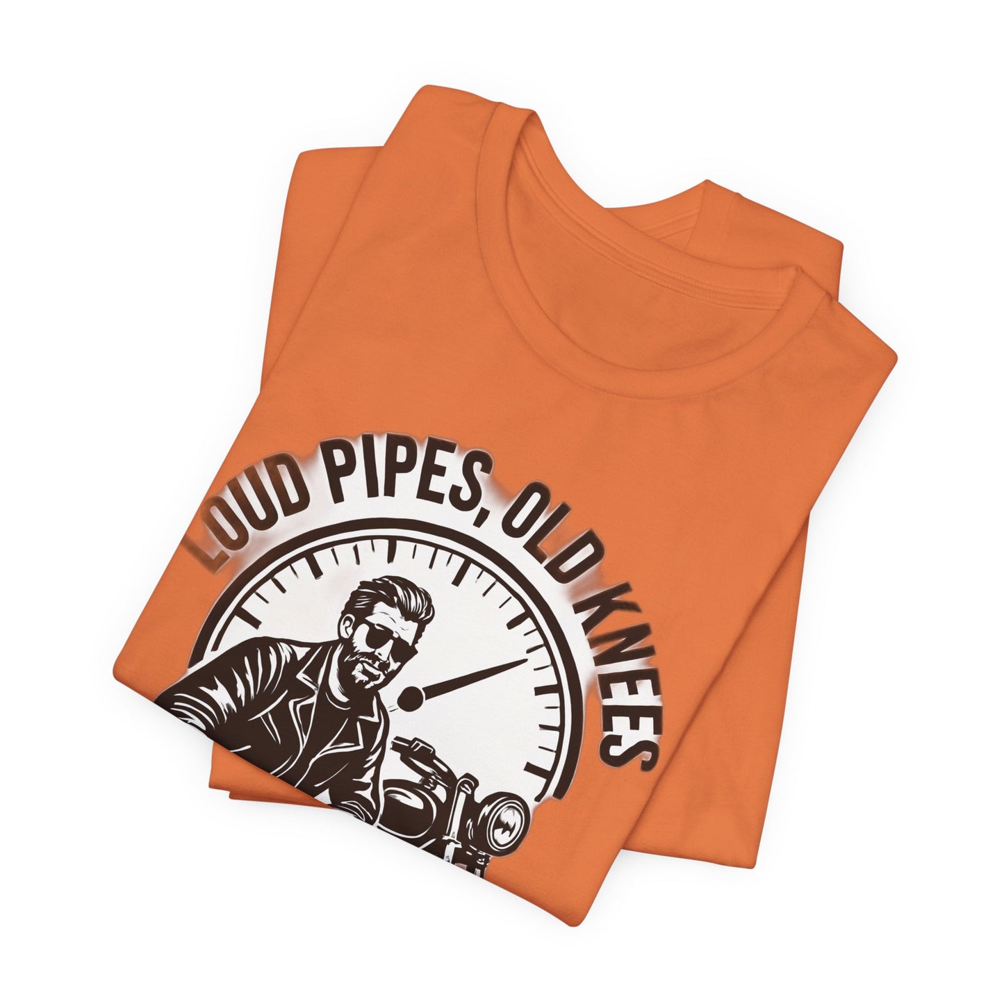 Loud Pipes No Apologies Biker Tee, This funny biker shirt encapsulates the essence of true biker fashion with its bold design and vintage motorbike vibe.
