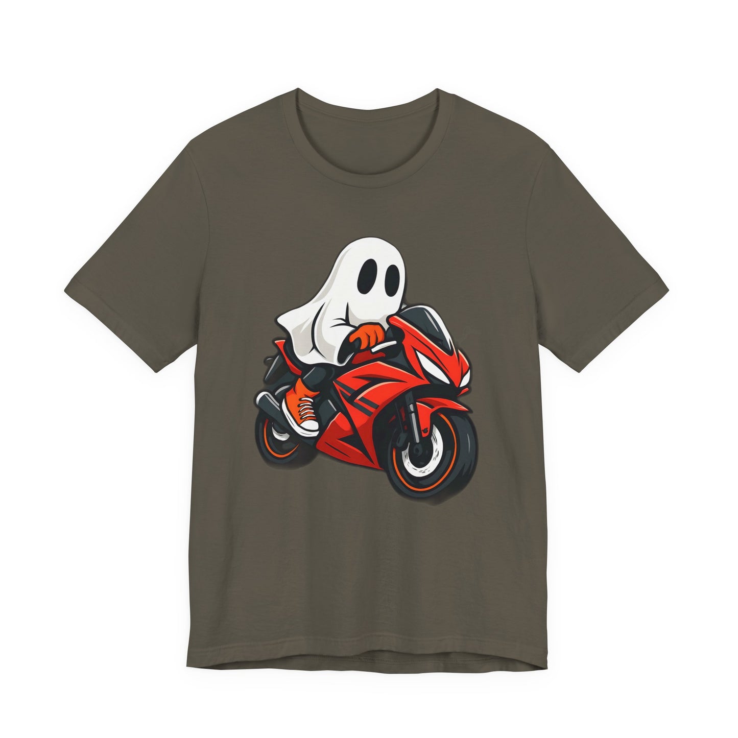 Ghosty Biker T-shirt, This ghost rider shirt captures the essence of Halloween with its hauntingly cool design, making it an essential piece for motorcycle enthusiasts who crave a dose of the supernatural.
