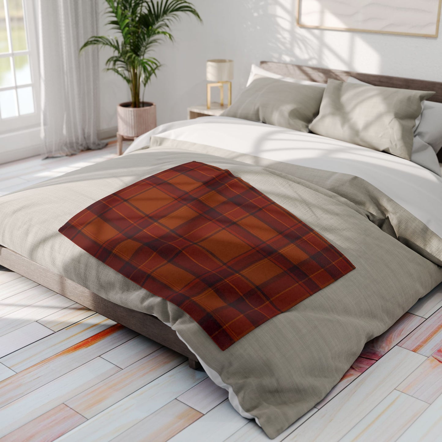 Cozy Autumn Plaid Pattern Blanket, This soft throw, with its classic plaid pattern, transforms any space into a serene autumn retreat.