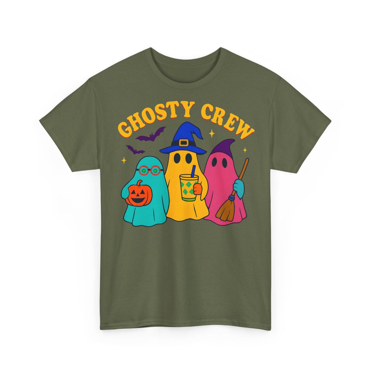 Ghostly Crew Tee, This tee is ideal for individuals who love to share in the holiday spirit, making it a wonderful gift for friends, family, or even yourself.