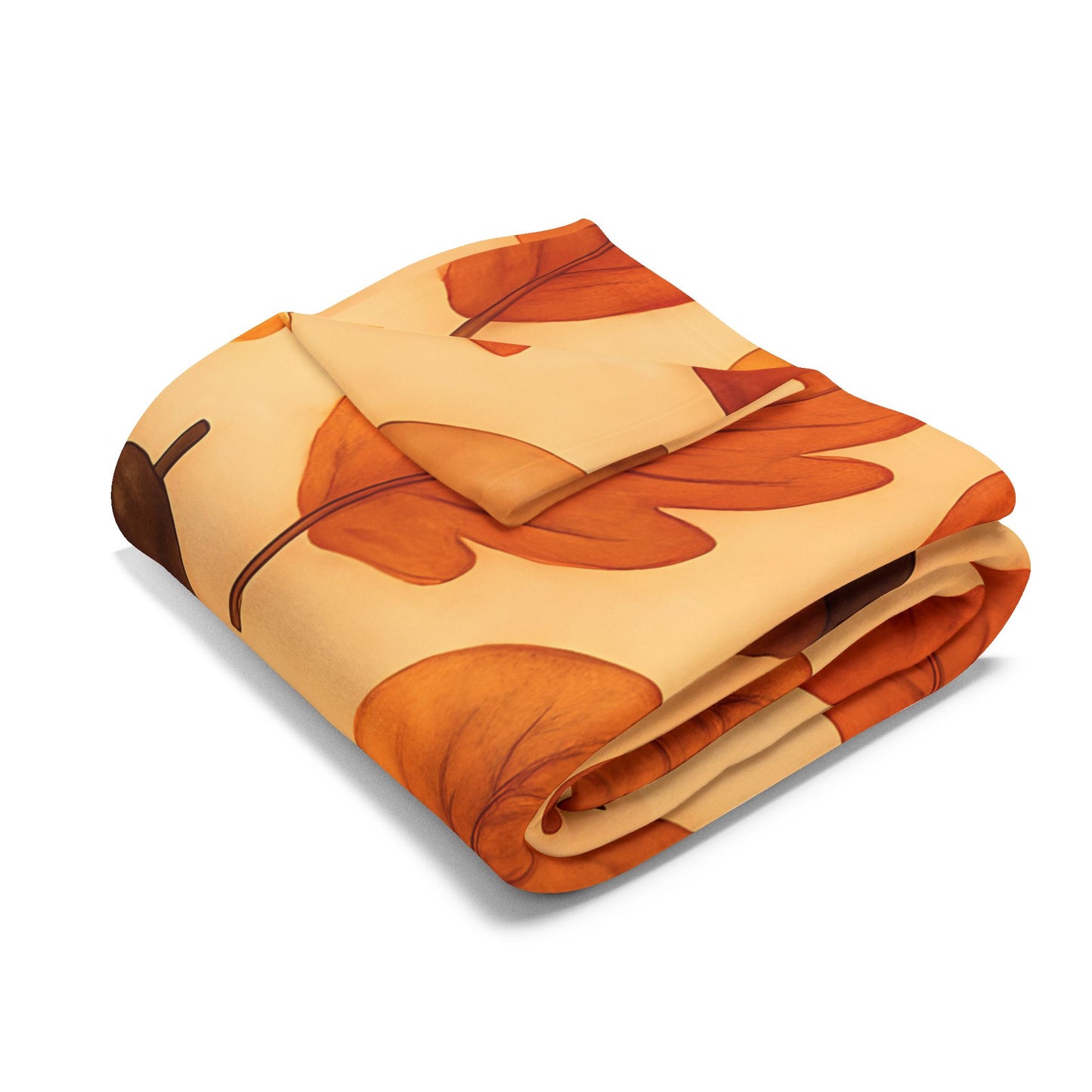 Autumnal Leaf Blanket Throw, This soft cozy blanket, adorned with intricate oak leaf acorn patterns, seamlessly captures the essence of the autumn eason