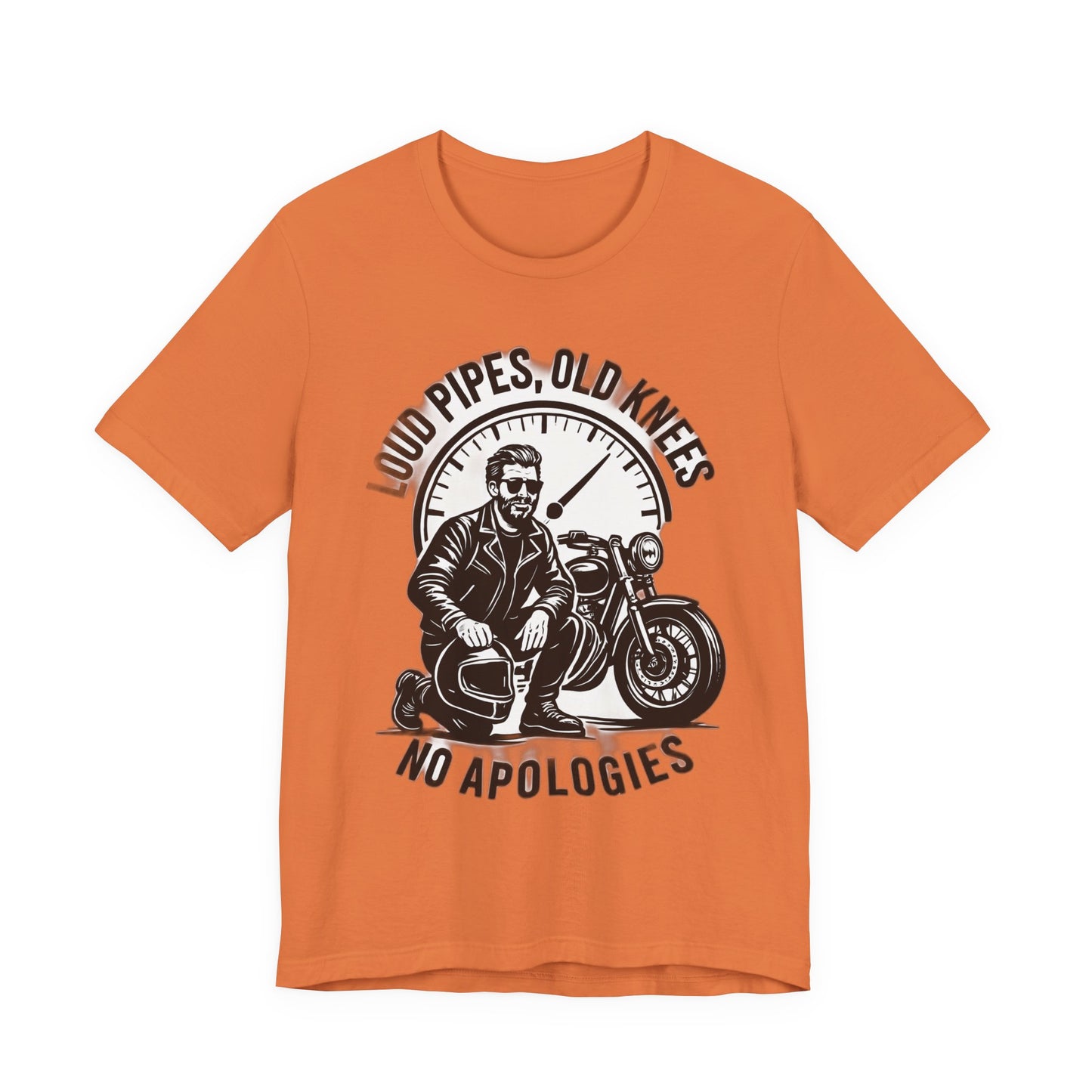 Loud Pipes No Apologies Biker Tee, This funny biker shirt encapsulates the essence of true biker fashion with its bold design and vintage motorbike vibe.