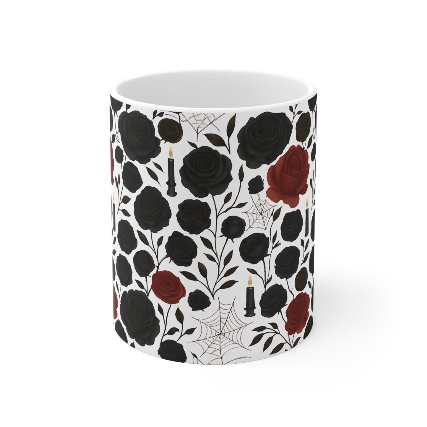 Gothic Rose Halloween Mug, a mystical blend of elegance and enchantment,adorned with intricately designed roses, making every sip feel like a spellbinding experience, Perfect for your morning brew.