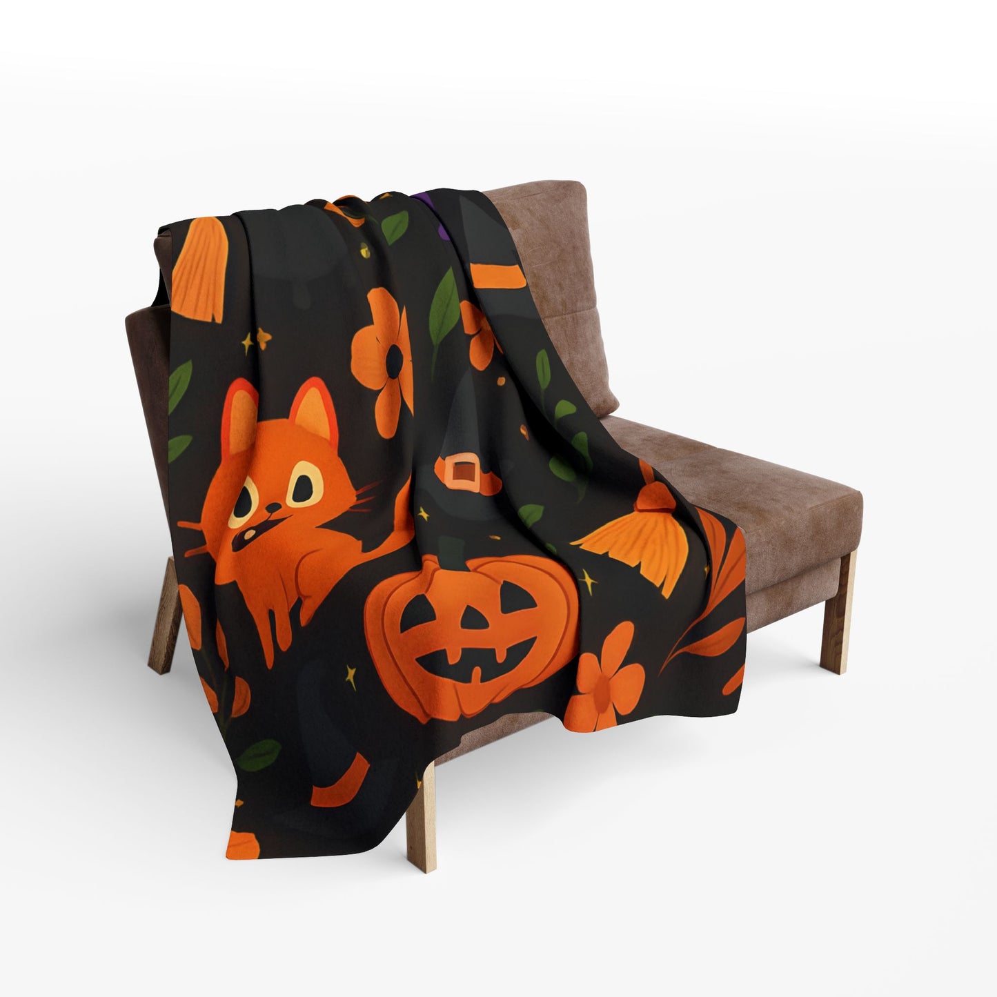 Halloween Blanket, The witchy blanket brings a touch of whimsy and warmth to any space, making it ideal as a spooky blanket or for witchy room decor.