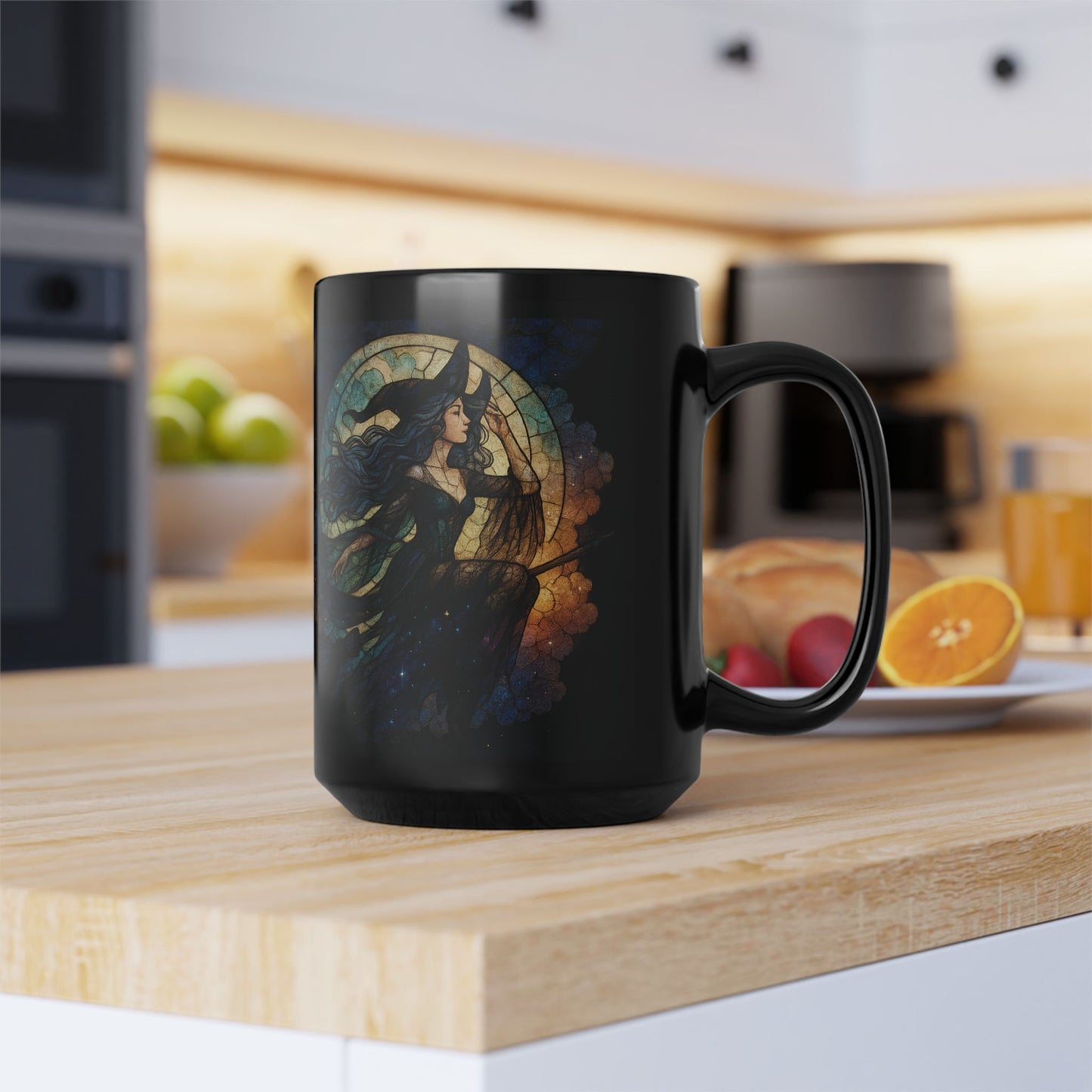 Moon Witch Stained Glass Effect Mug, Embrace your inner sorceress with this witchcraft mug, a true treasure for lovers of witchy stuff and celestial wonders alike.