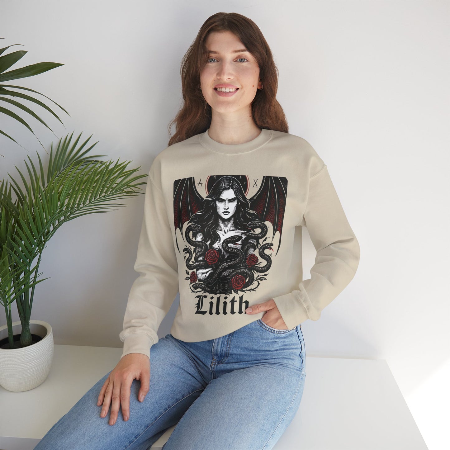 Lilith Goddess Sweater •Divine Feminine Dark Goddess Sweatshirt •Witchy Gothic Pullover • Pagan Occult Clothing •witchy stuff •Lilith Design