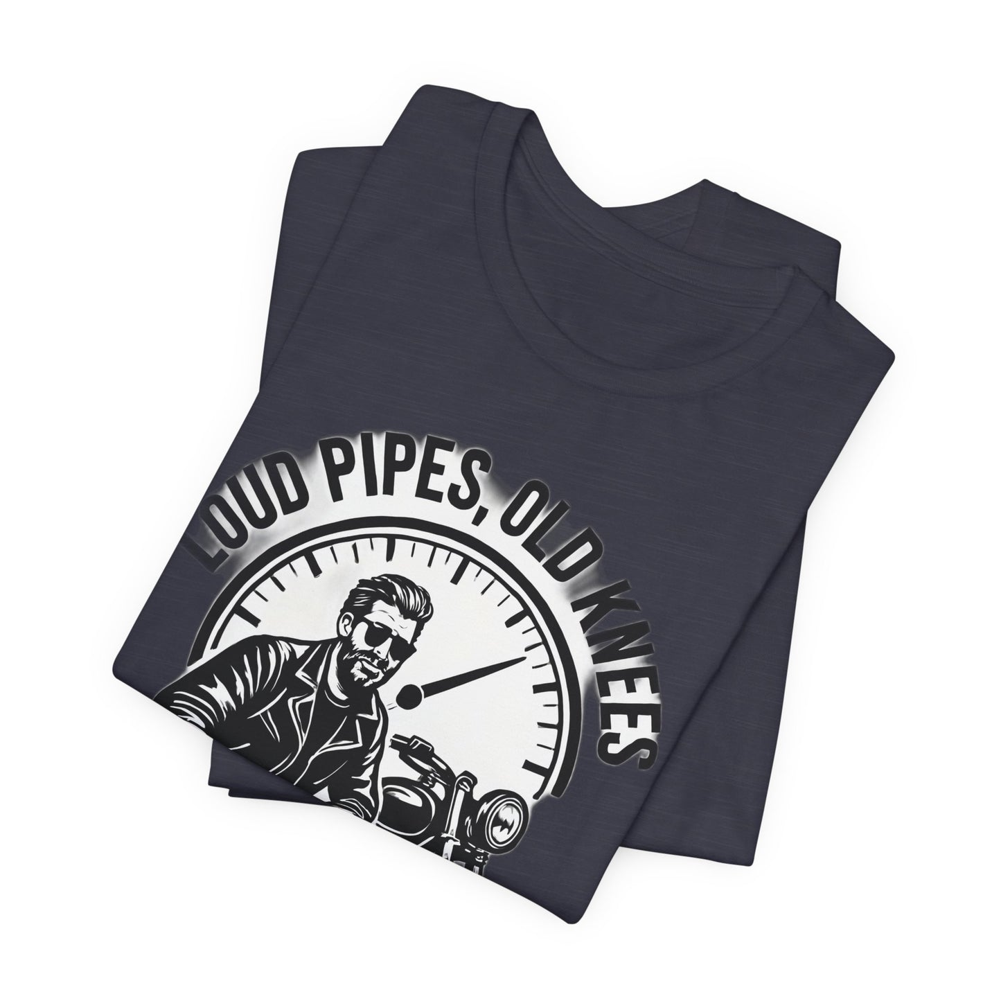 Loud Pipes No Apologies Biker Tee, This funny biker shirt encapsulates the essence of true biker fashion with its bold design and vintage motorbike vibe.