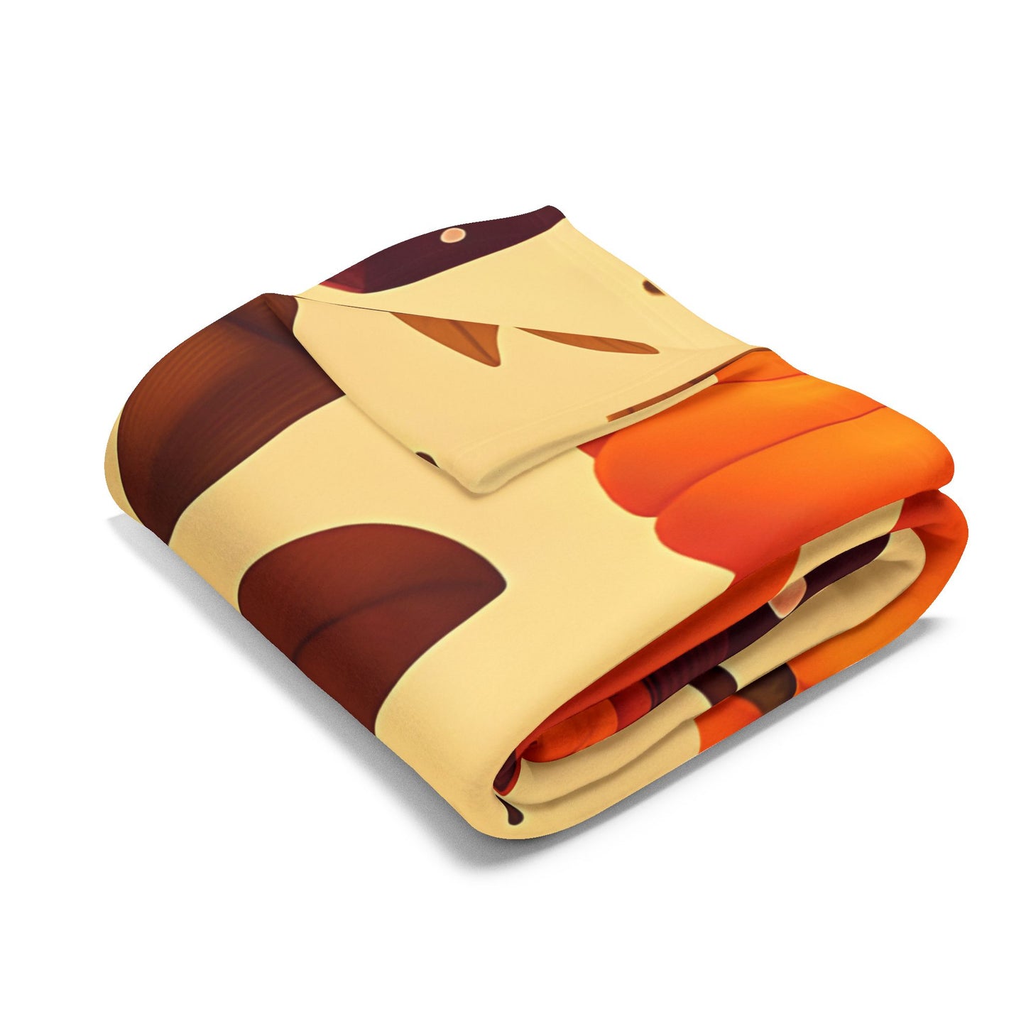Cozy Autumn Pumpkin Blanket, This plush, cozy fleece blanket captures the essence of the season with its vibrant pumpkin and shroom motifs.