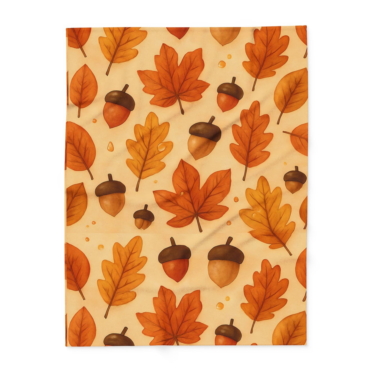 Autumnal Leaf Blanket Throw, This soft cozy blanket, adorned with intricate oak leaf acorn patterns, seamlessly captures the essence of the autumn eason