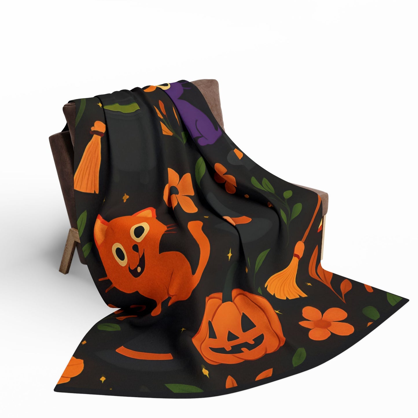 Halloween Blanket, The witchy blanket brings a touch of whimsy and warmth to any space, making it ideal as a spooky blanket or for witchy room decor.