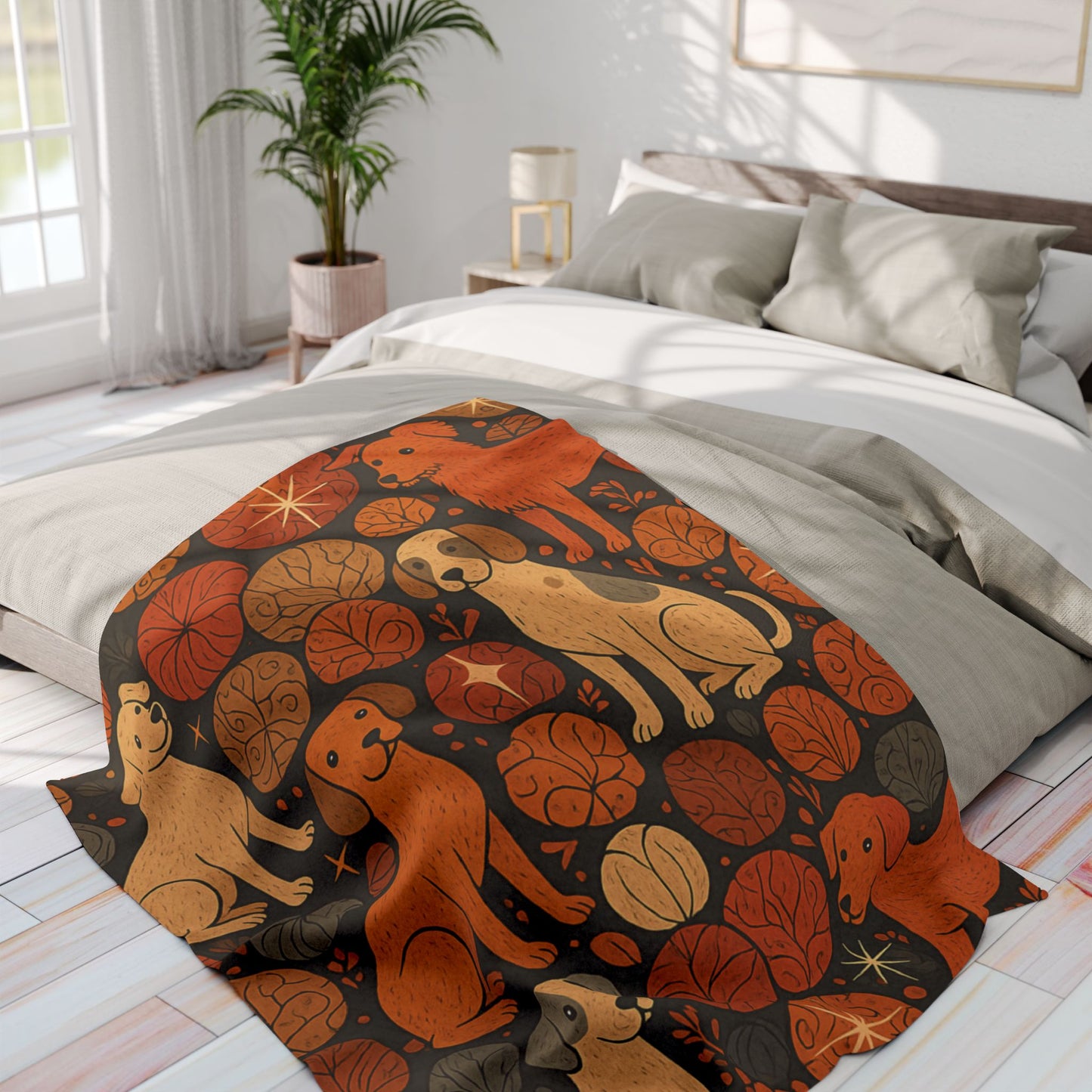 Autumnal Dog Throw, this cute dog blanket adds the perfect touch of autumn cozy to your home.