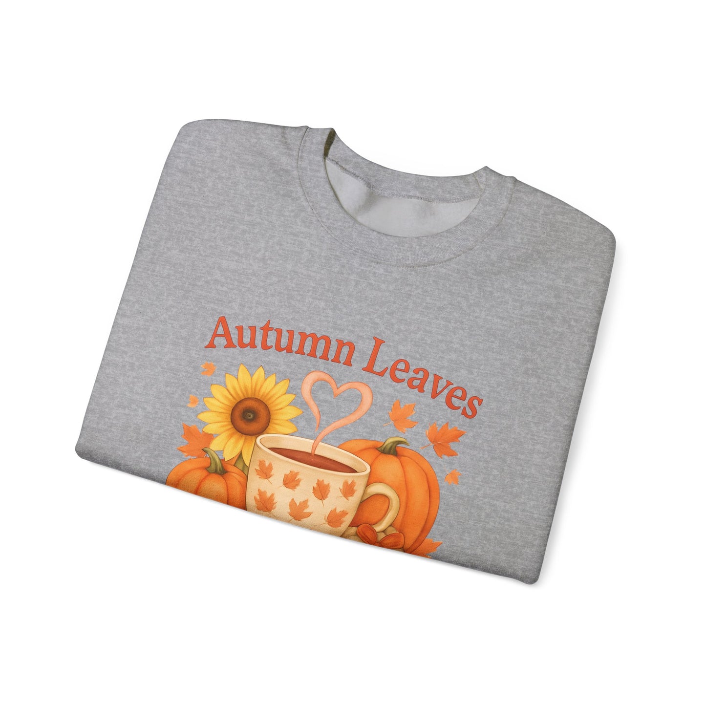 Autumnal Leaves and a Cup of Tea Sweatshirt, Imagine sipping on a warm cuppa, perhaps a delightful Yorkshire tea in a comfortable sweater.
