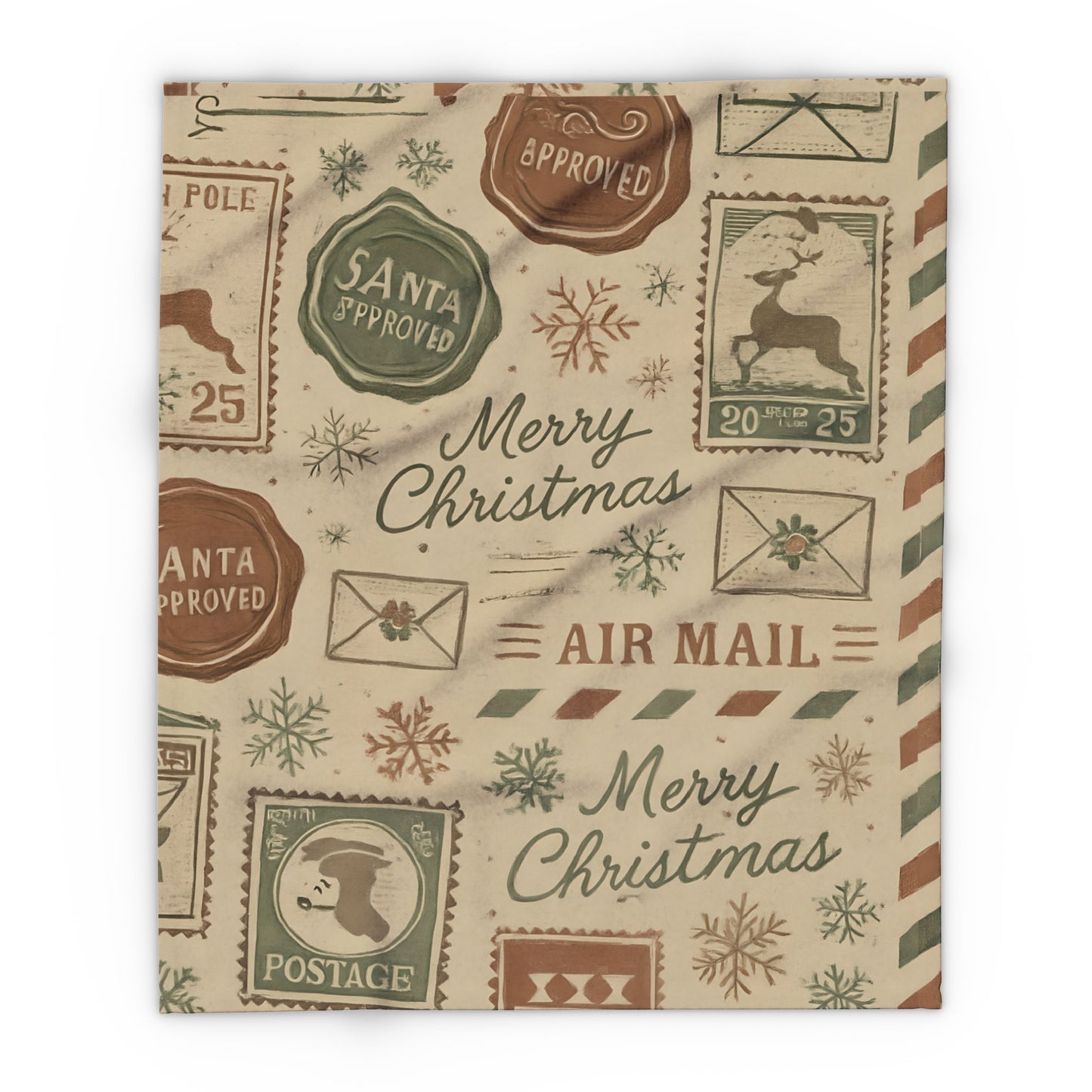 Festive Vintage Santa Snuggle Blanket, With a pattern reminiscent of a letter to Santa, it adds a whimsical touch to any festive home.