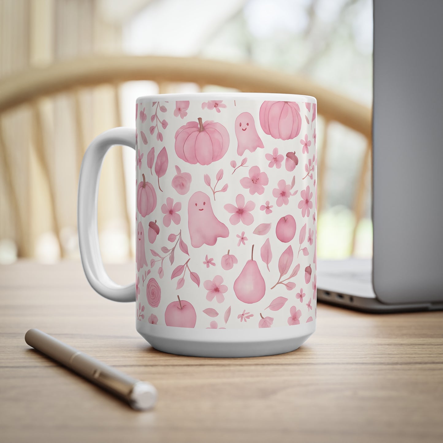 Pink Ghosty Pumpkin Mug, this cute ghost mug is your perfect companion for cozy autumn mornings.