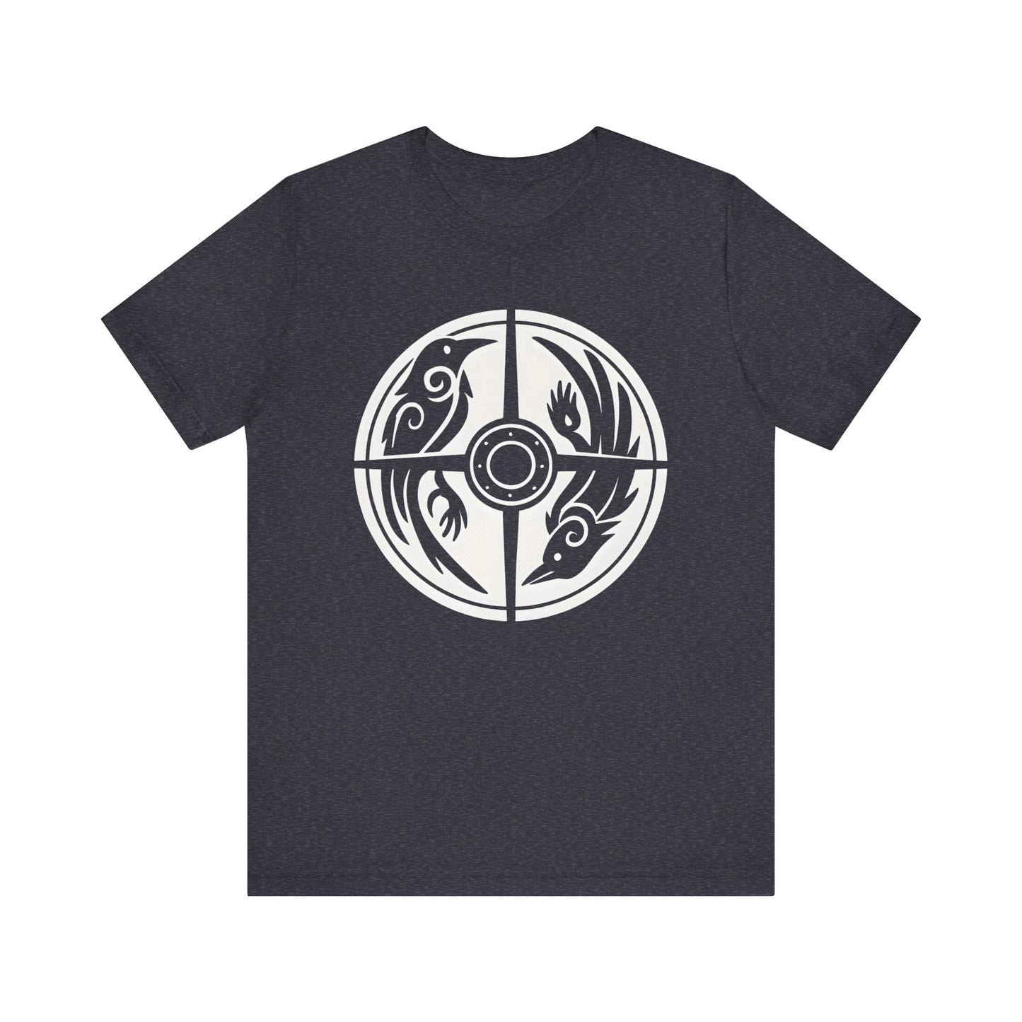 Norse Raven Shield T-shirt, Embrace the spirit of ancient warriors, an essential piece for any lover of Viking apparel.