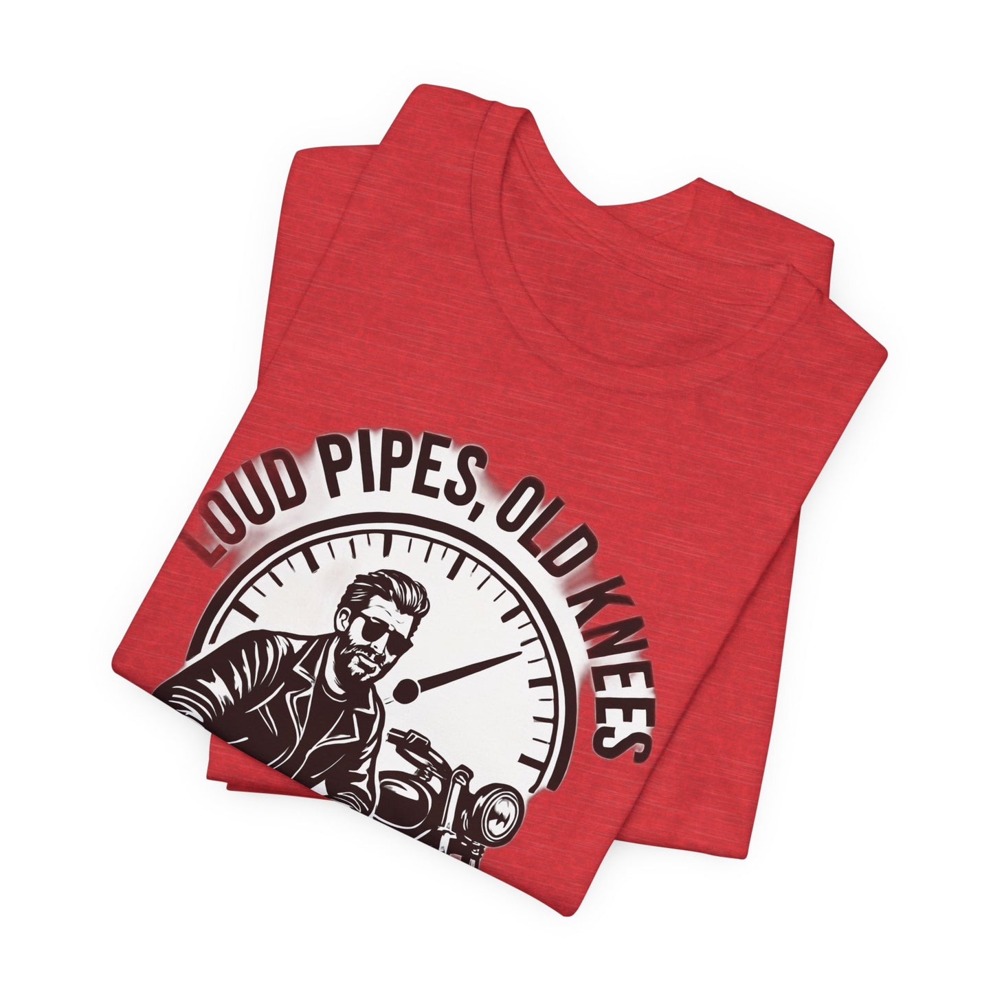 Loud Pipes No Apologies Biker Tee, This funny biker shirt encapsulates the essence of true biker fashion with its bold design and vintage motorbike vibe.