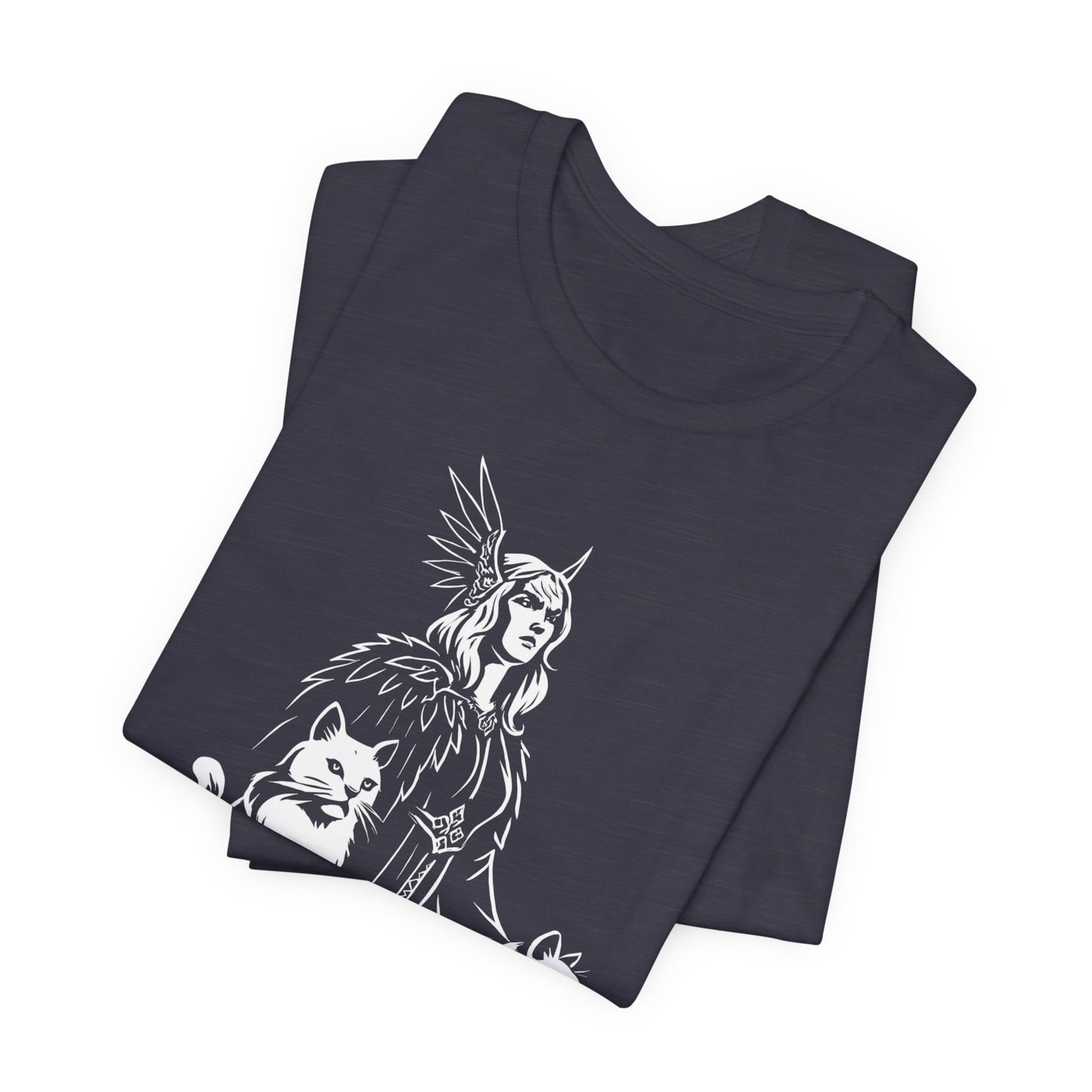 Freyja Viking Goddess T-Shirt, This captivating viking tee encapsulates the essence of Freya—the viking goddess renowned for her formidable power and grace.