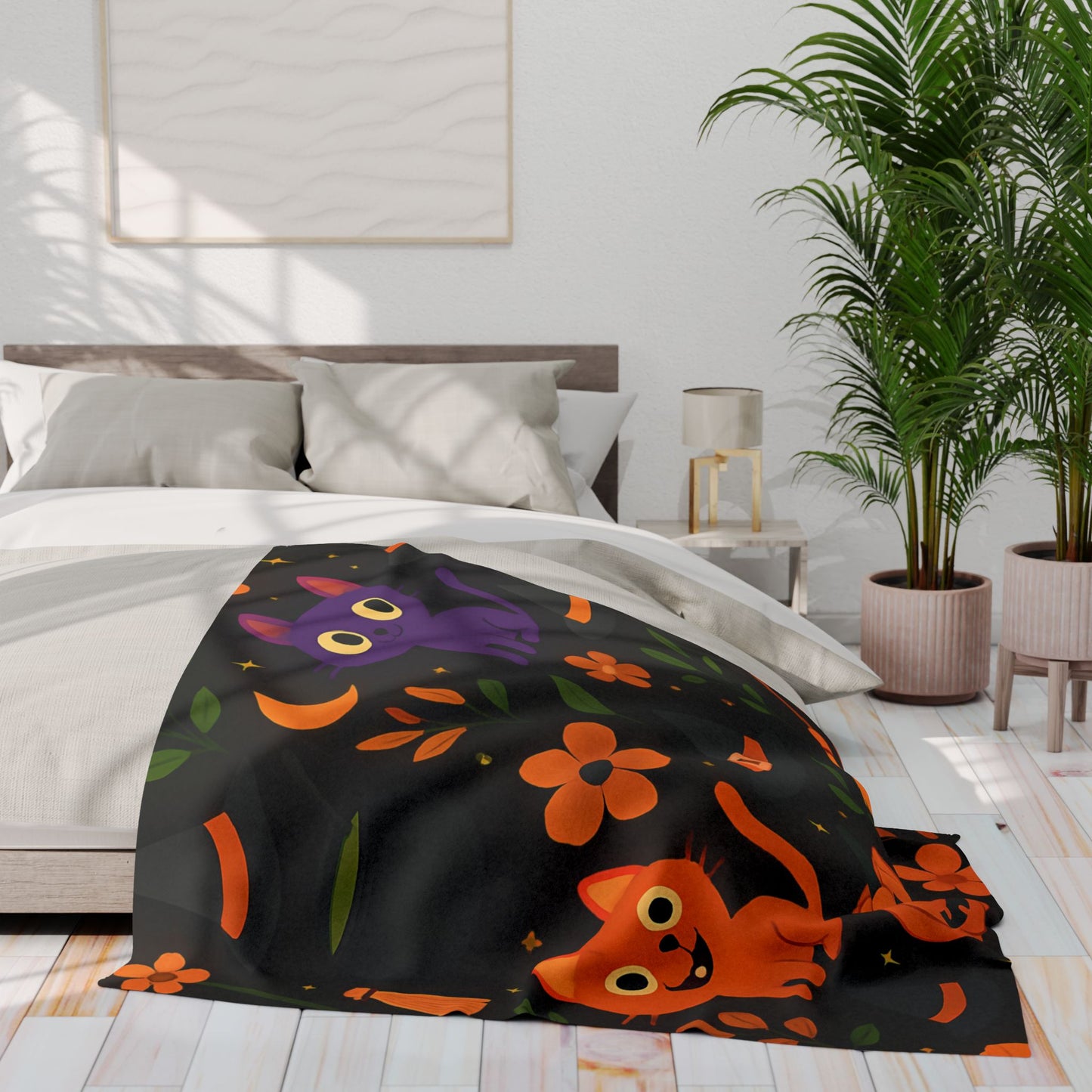 Halloween Blanket, The witchy blanket brings a touch of whimsy and warmth to any space, making it ideal as a spooky blanket or for witchy room decor.