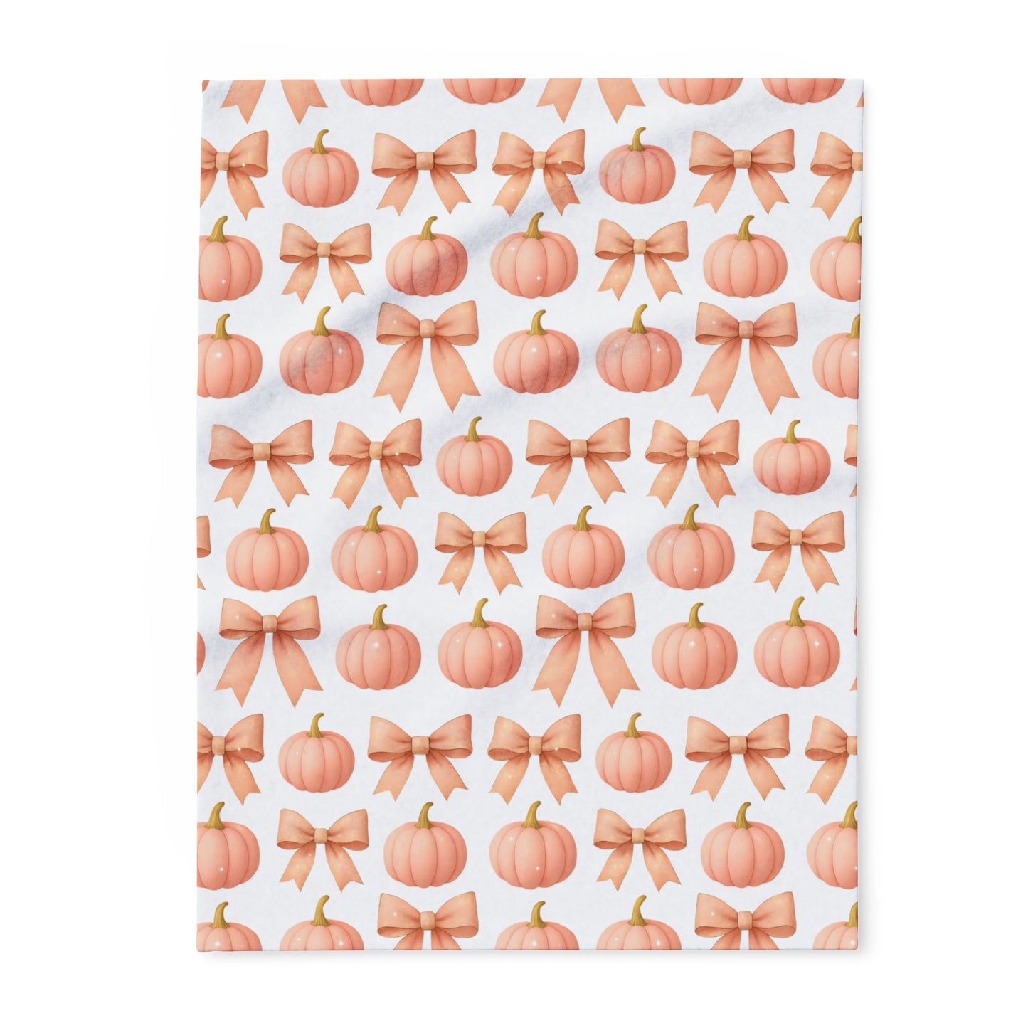 Pink Pumpkins & Pink Bow Artic Fleece Blanket, Perfect for adding a touch of girly Halloween charm, this autumn blanket effortlessly combines the playful allure of pink pumpkin decor.
