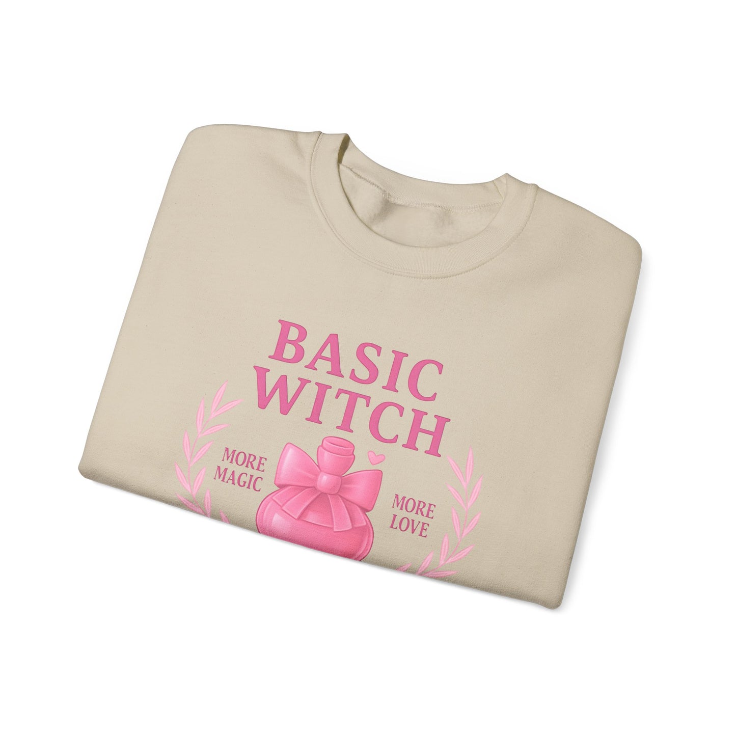 Basic Witch Potions Club Sweatshirt, This witchy sweatshirt exudes autumnal charm with its soft fabric that’s perfect for sweater weather, and features a whimsical potion bottle design reminiscent of a witches brew.