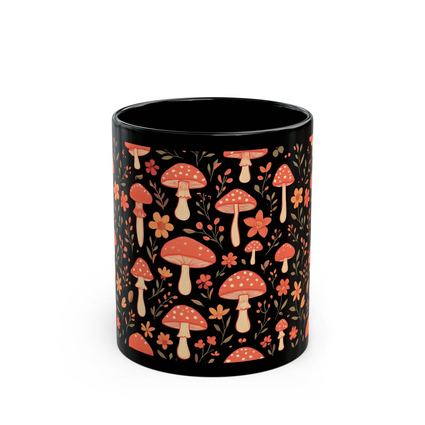 Autumnal Red Mushroom Mug, Perfect for those who adore a touch of the extraordinary in their mushrooms mug collection.