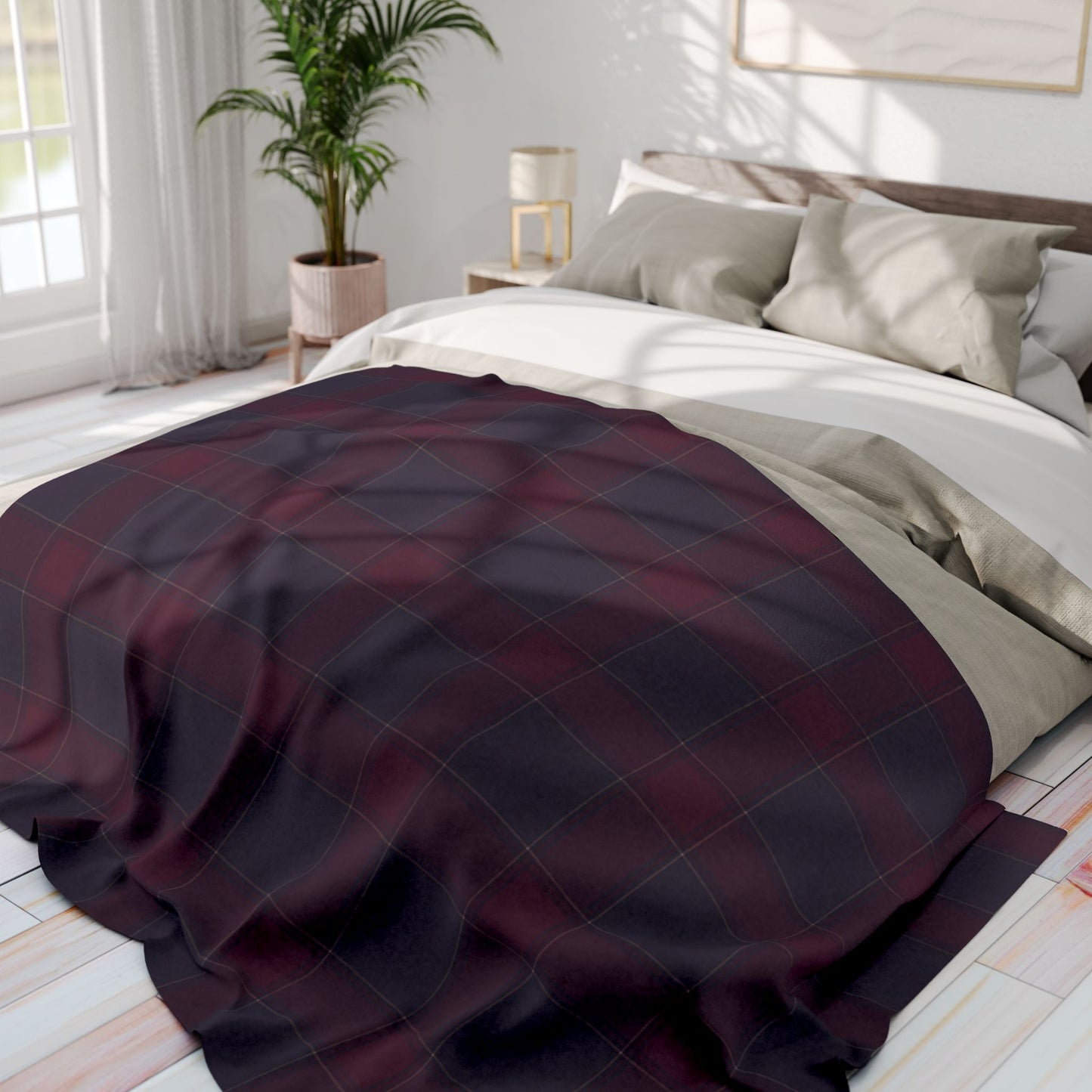 Cozy Arctic Fleece Blanket, Warm Throw, Plaid Blanket.
