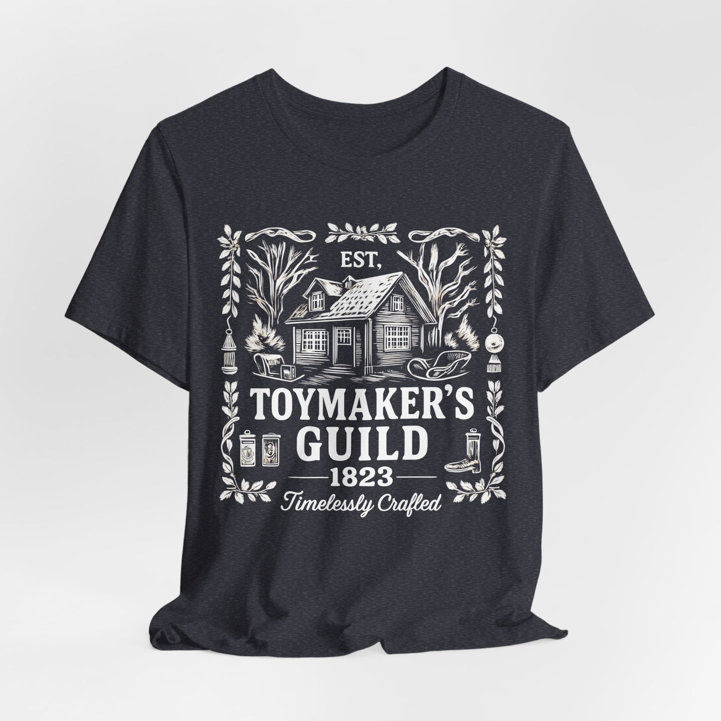 Nostalgic Christmas Tee, Vintage Toymaker Guild, a delightful nod to the nostalgic charm of Christmas past, a heart warming secret Santa idea.
