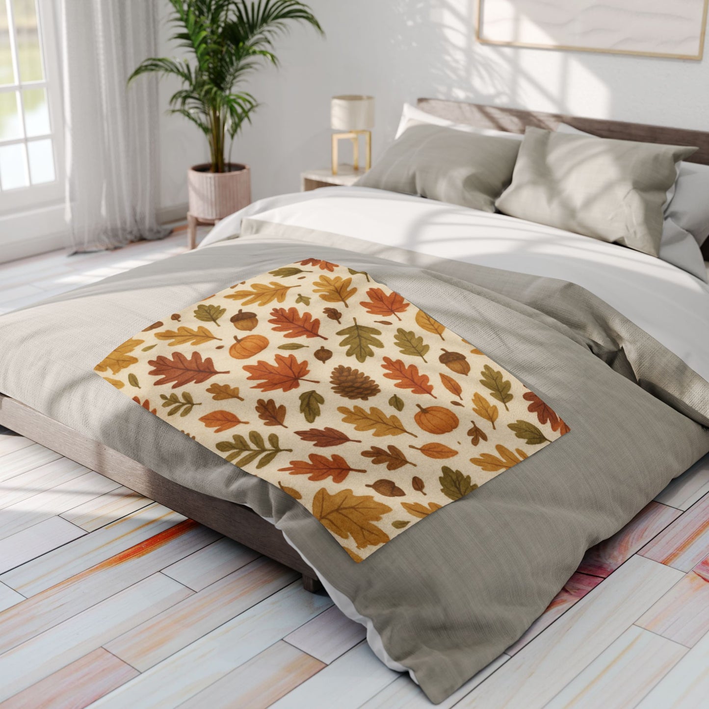 Cozy Autumnal Leaves Blanket, Transform your space into a haven of autumnal charm with this exquisite autumn blanket.