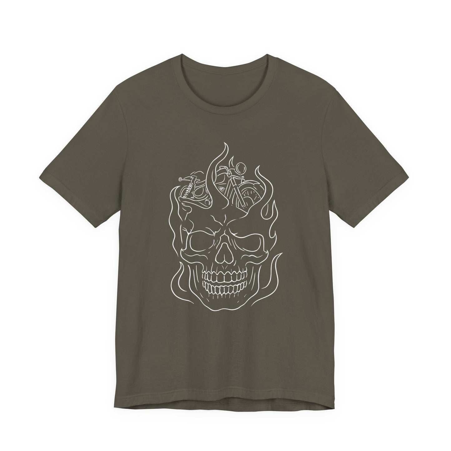 Skull Graphic Flame Tee, Motorcycle T Shirt, Biker Tshirt, Biker Skull Design, Motorbike Apparel, Motorcycle,Biker Skull, Motorbike Skull.