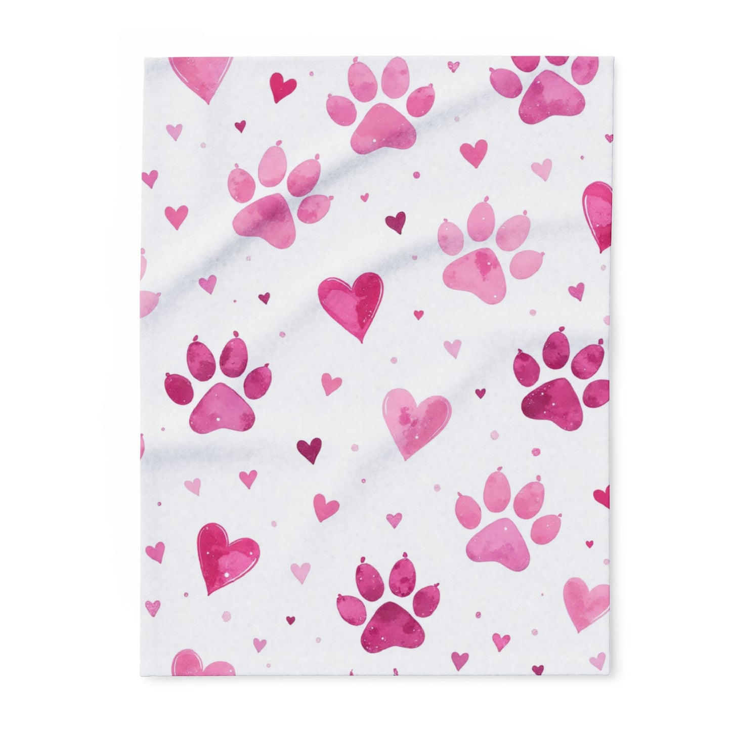 Fleece Blanket, Pink Paw Prints, perfect for pet lovers.