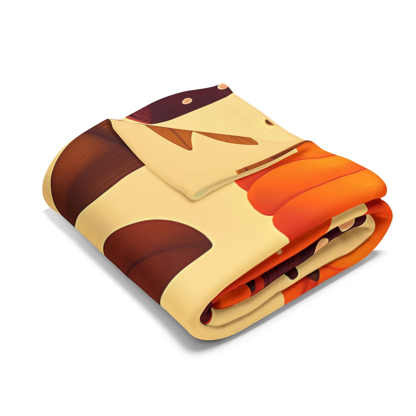 Cozy Autumn Pumpkin Blanket, This plush, cozy fleece blanket captures the essence of the season with its vibrant pumpkin and shroom motifs.