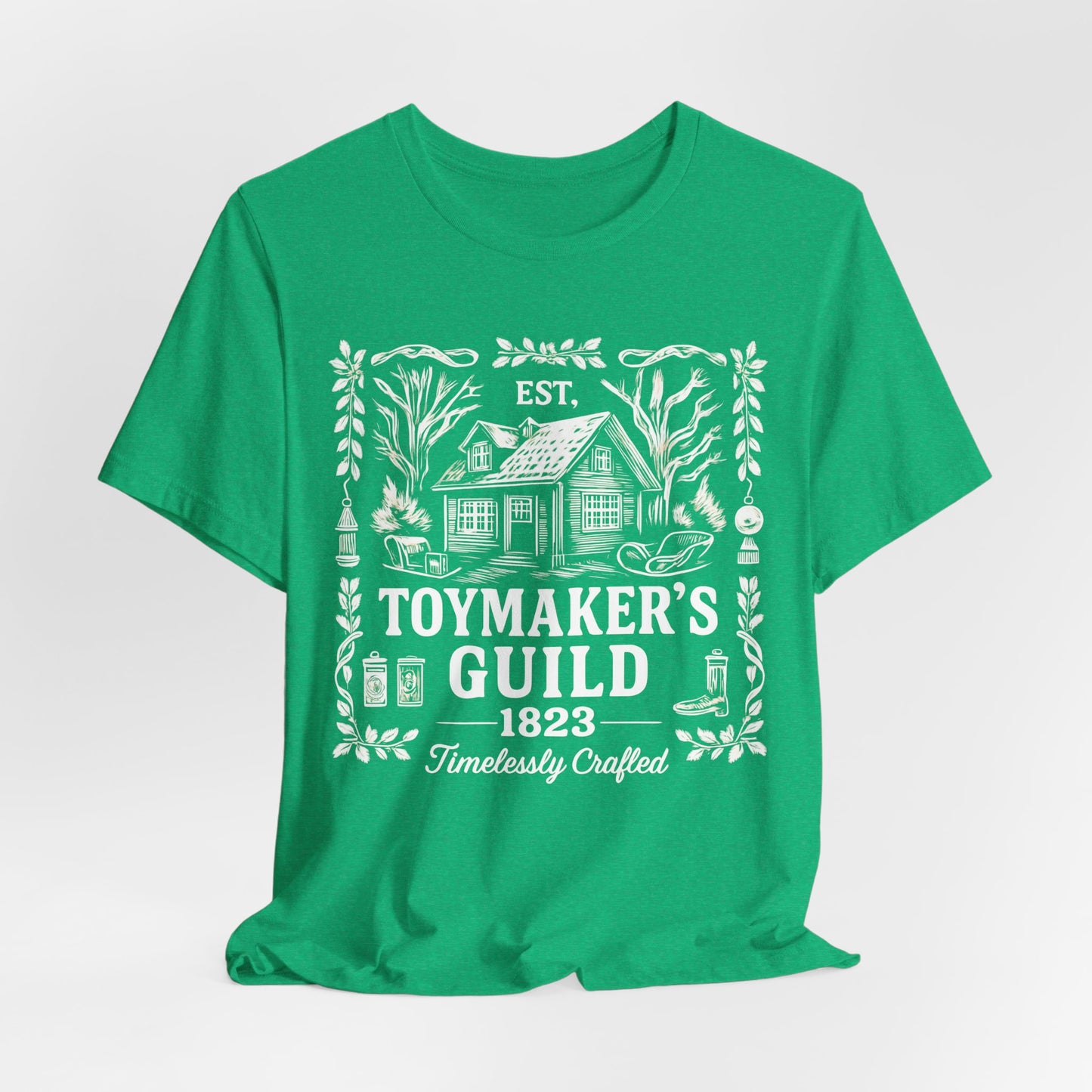 Nostalgic Christmas Tee, Vintage Toymaker Guild, a delightful nod to the nostalgic charm of Christmas past, a heart warming secret Santa idea.