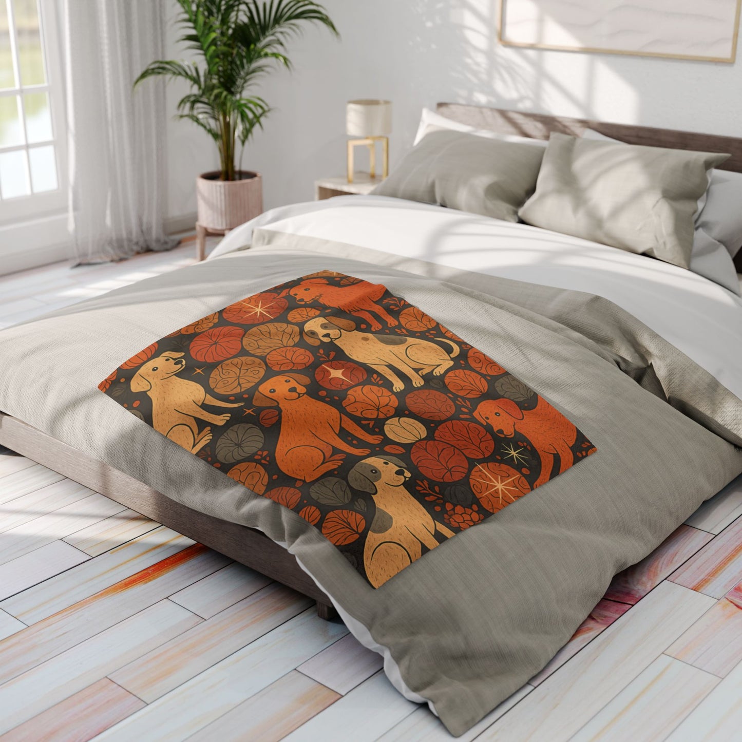 Autumnal Dog Throw, this cute dog blanket adds the perfect touch of autumn cozy to your home.