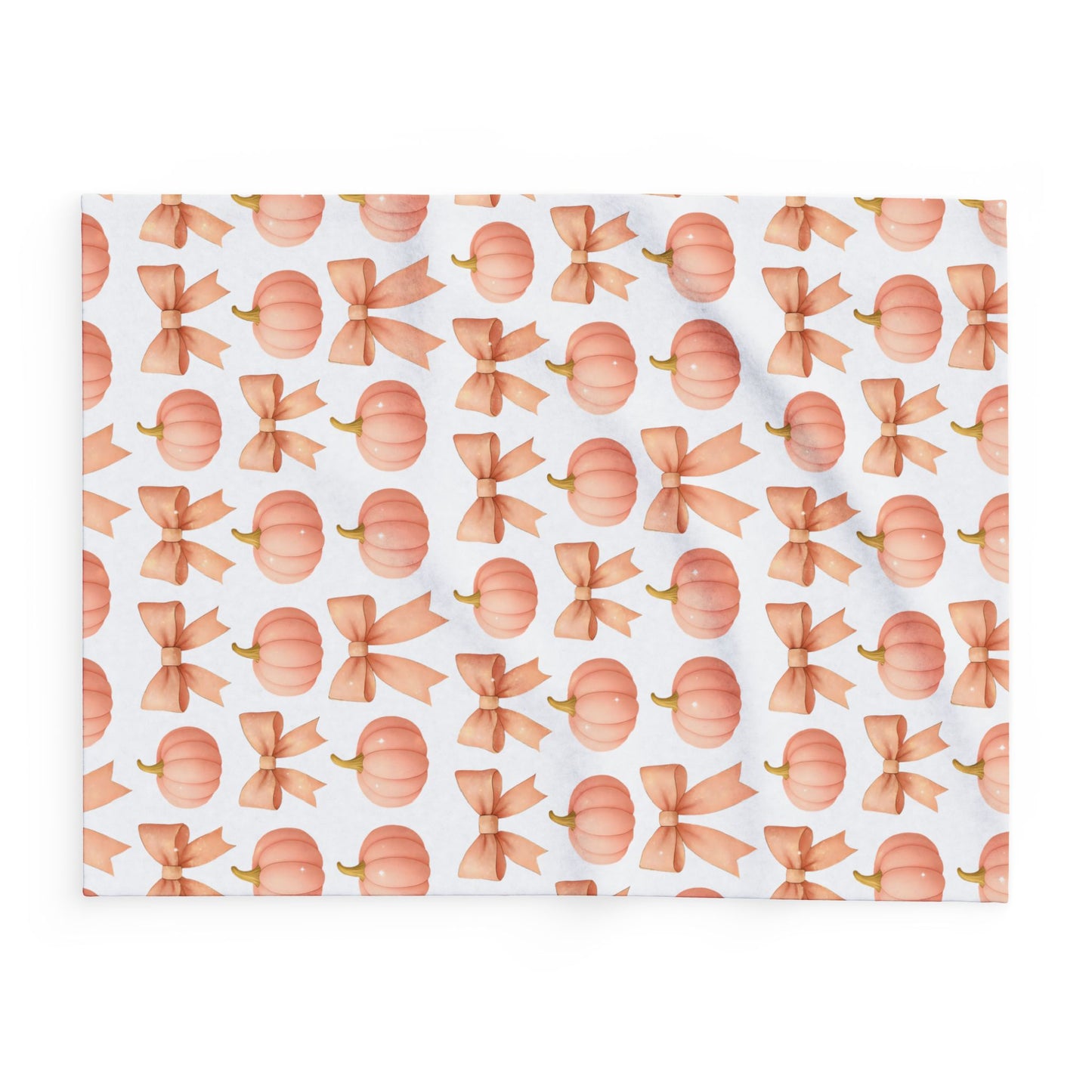 Pink Pumpkins & Pink Bow Artic Fleece Blanket, Perfect for adding a touch of girly Halloween charm, this autumn blanket effortlessly combines the playful allure of pink pumpkin decor.