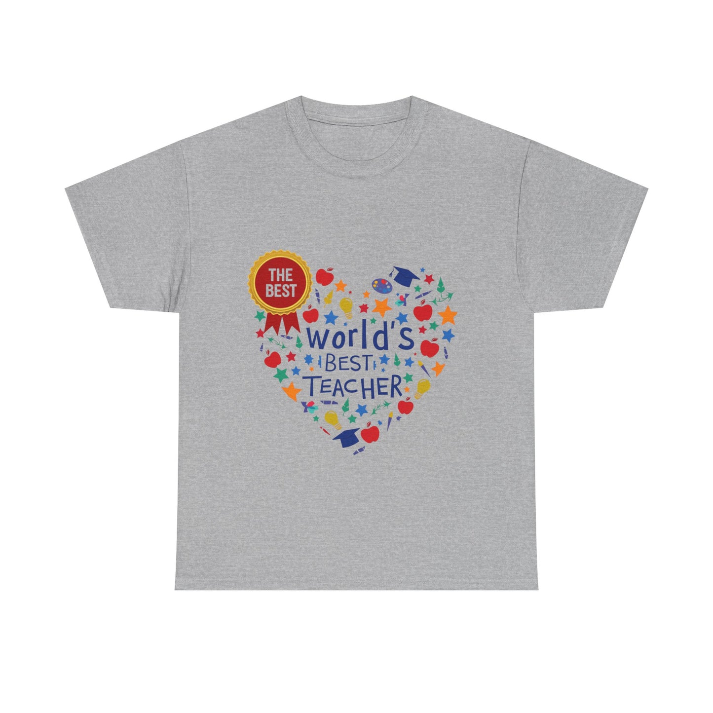 World's Best Teacher Cotton Tee - Designed to celebrate educators, this tee radiates warmth and positivity, making it a perfect gift for Teacher Appreciation Week.