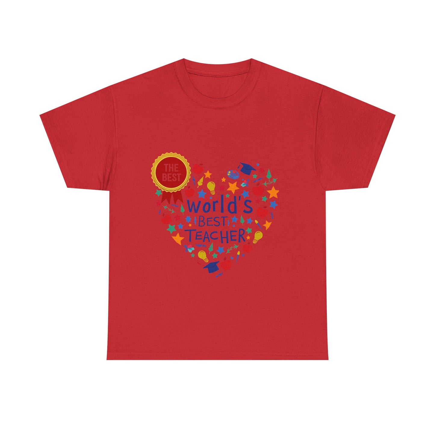 World's Best Teacher Cotton Tee - Designed to celebrate educators, this tee radiates warmth and positivity, making it a perfect gift for Teacher Appreciation Week.