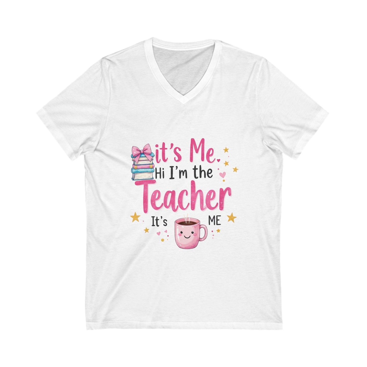 Cute Teacher V-Neck Tee, Inspirational Teacher, Showcasing a fun and vibrant design, this tee is not only comfortable but also helps express a passion for teaching.