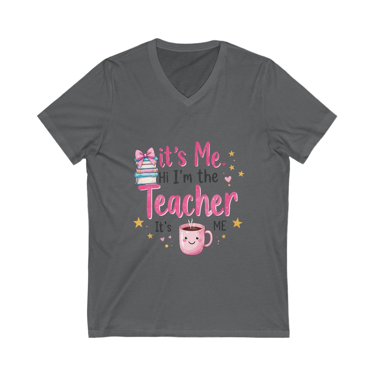Cute Teacher V-Neck Tee, Inspirational Teacher, Showcasing a fun and vibrant design, this tee is not only comfortable but also helps express a passion for teaching.
