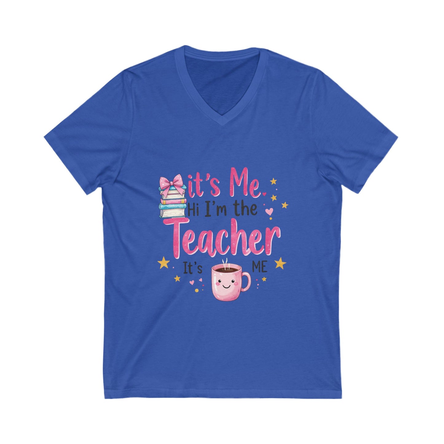 Cute Teacher V-Neck Tee, Inspirational Teacher, Showcasing a fun and vibrant design, this tee is not only comfortable but also helps express a passion for teaching.