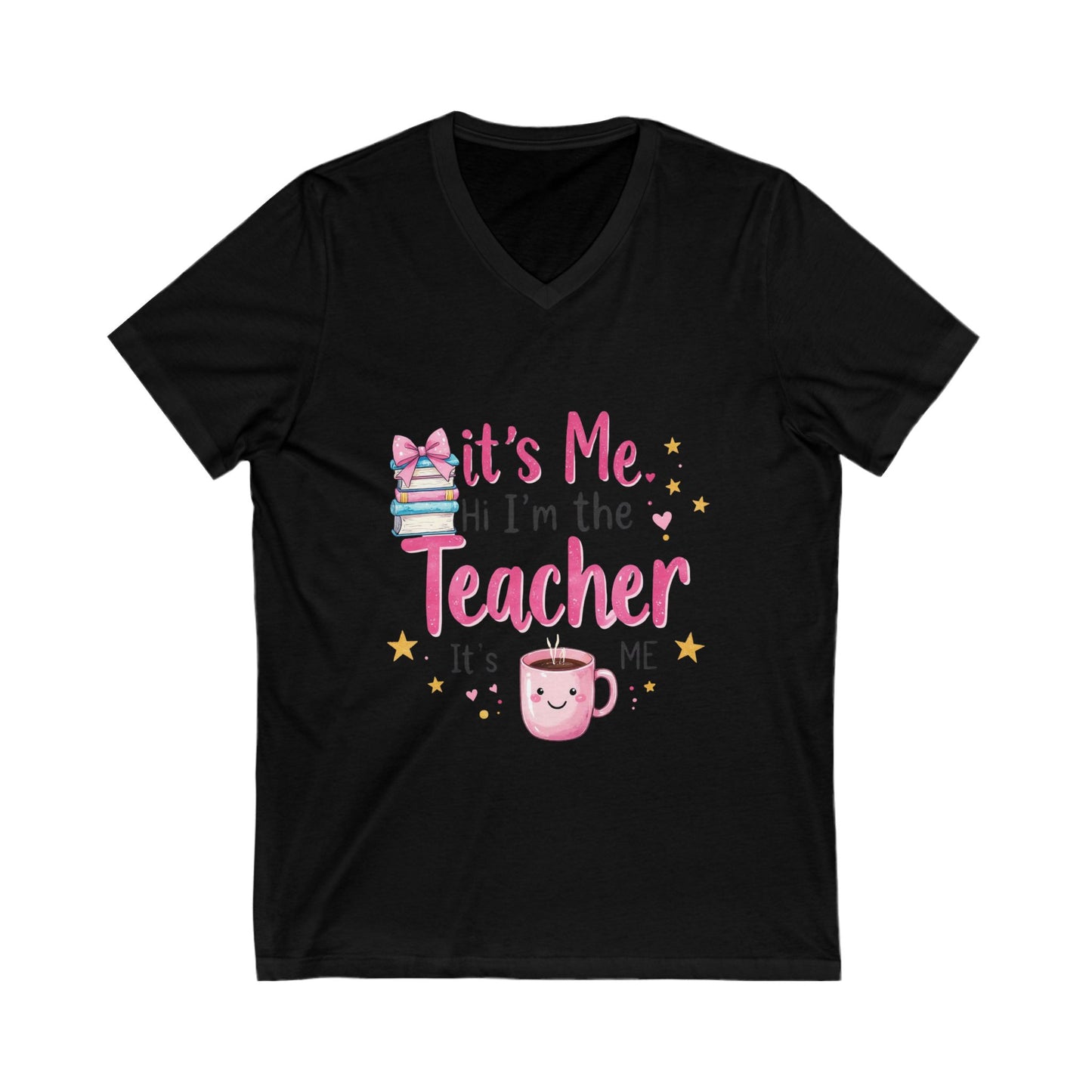 Cute Teacher V-Neck Tee, Inspirational Teacher, Showcasing a fun and vibrant design, this tee is not only comfortable but also helps express a passion for teaching.